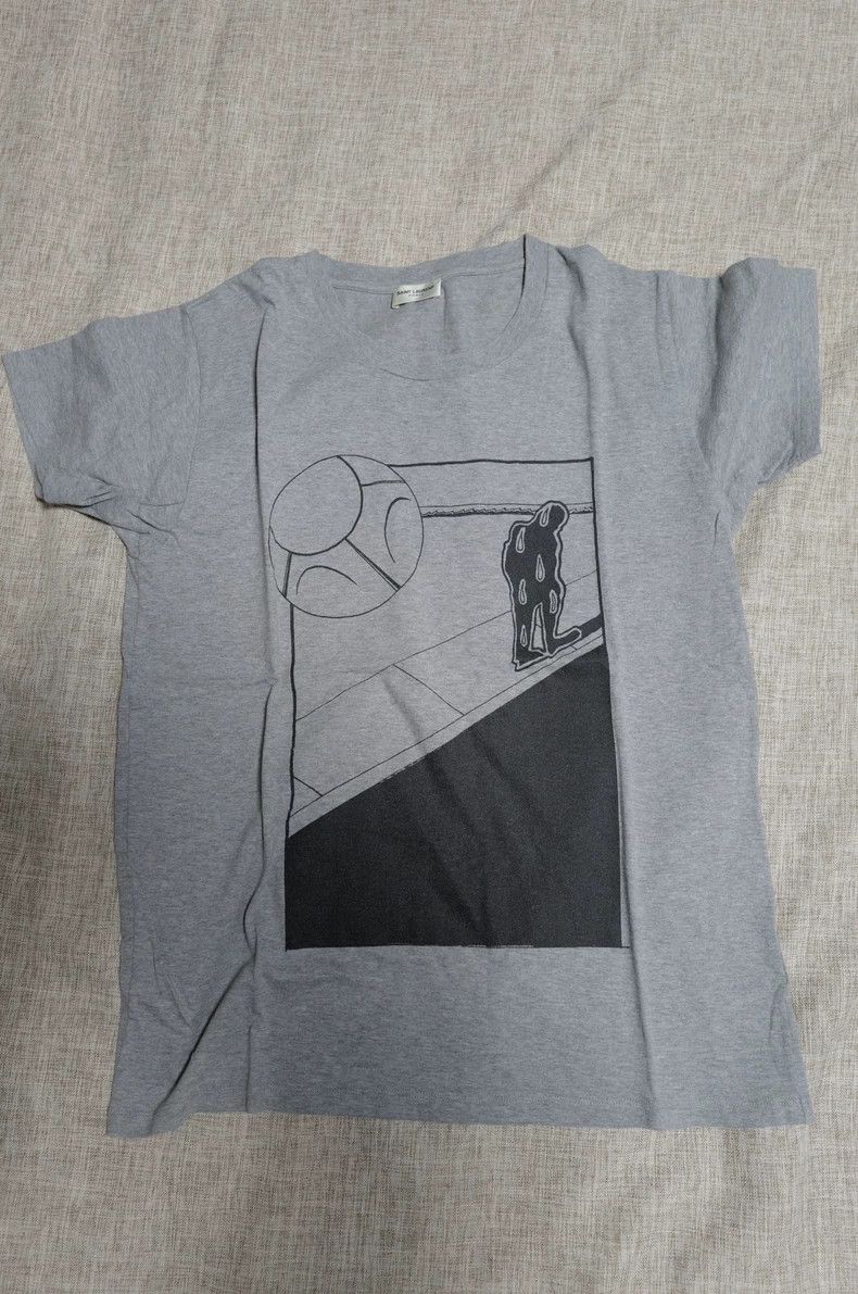 Saint Laurent Paris 14SS Grey Printed T-Shirt
