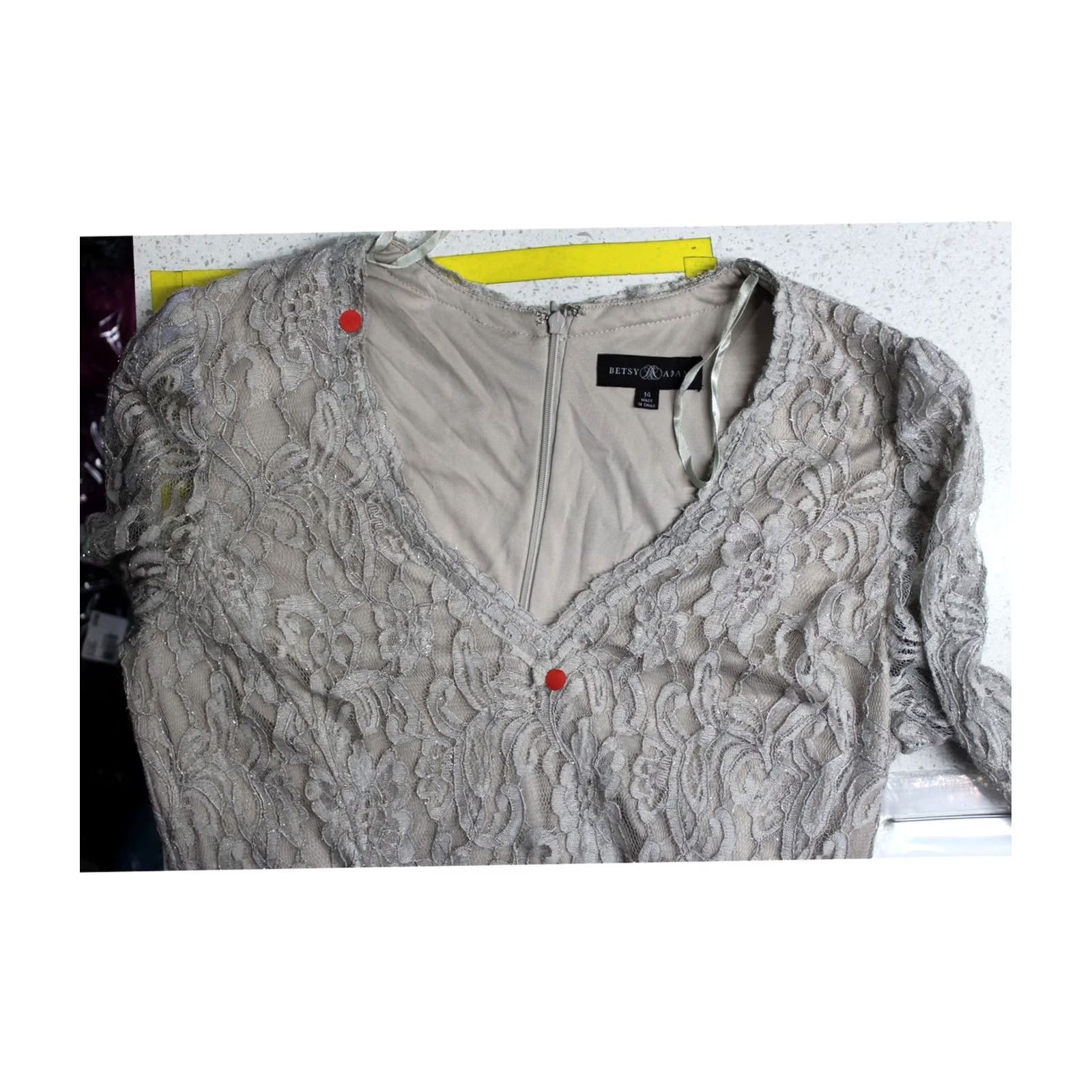 Vintage Betsy & Adam Womens Dress, darkbeige, 14 Size XL / US 12-14 / IT 48-50 - 2 Thumbnail