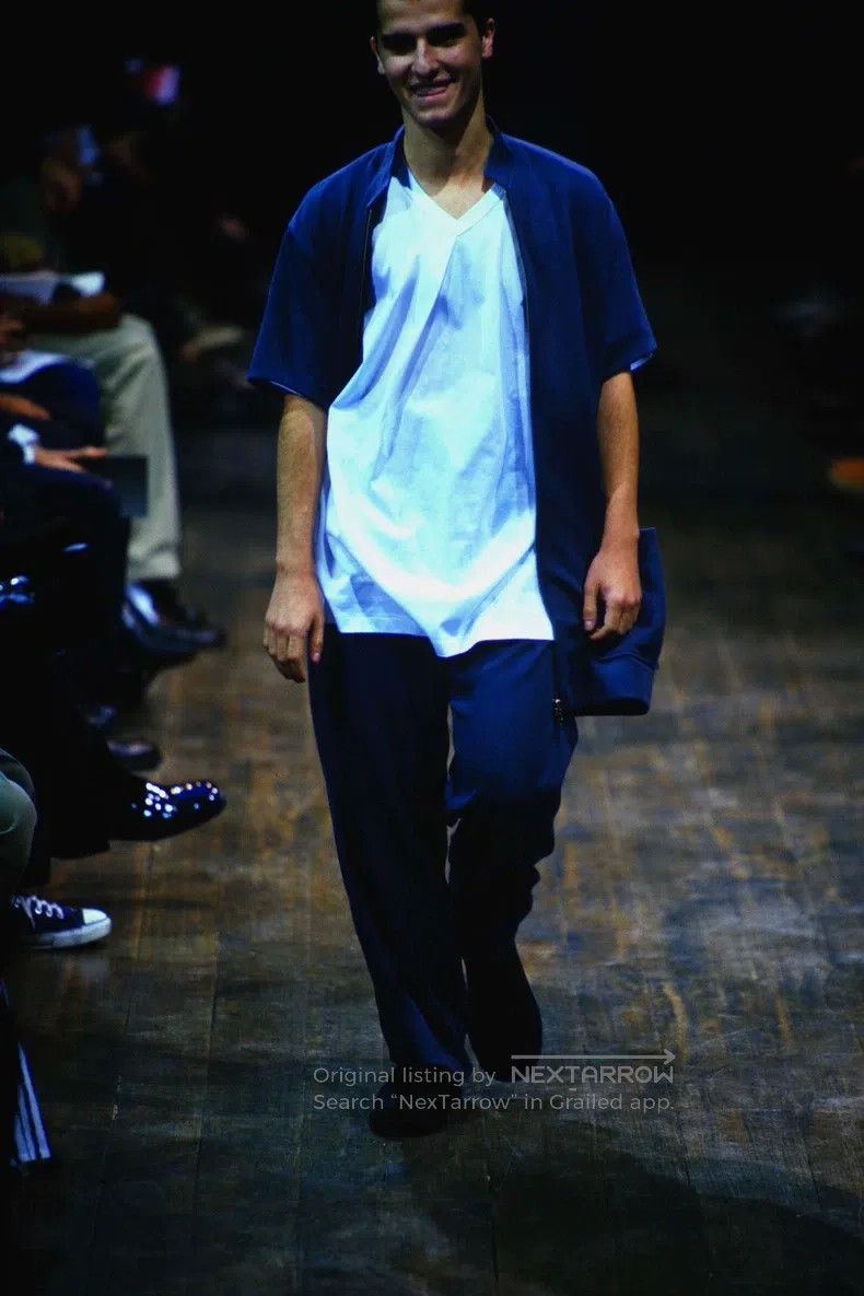Yohji Yamamoto Yohji Yamamoto 98ss Haze Blue Zip Short Sleeve Jacket Size US M / EU 48-50 / 2 - 3 Thumbnail