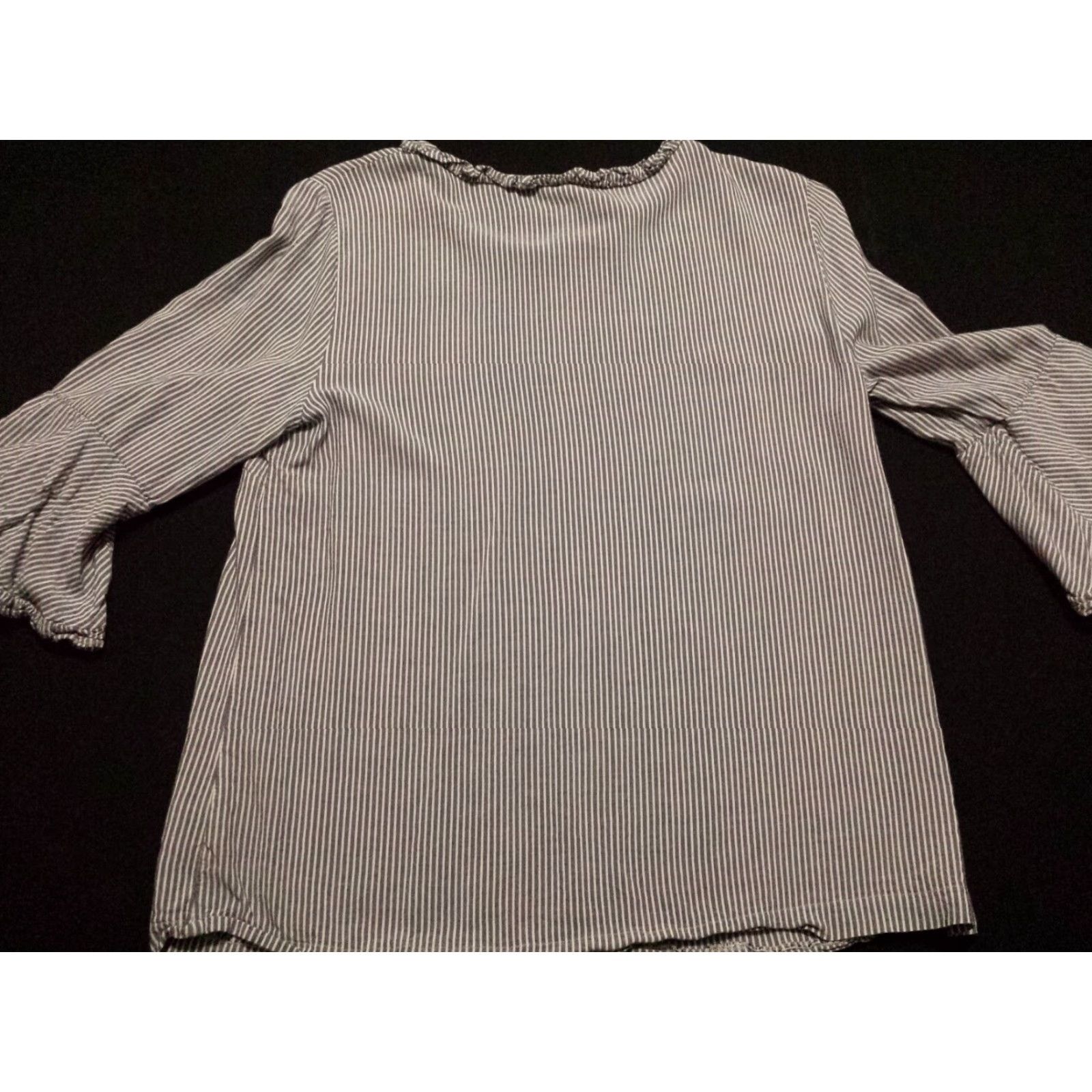 Vintage Pleione Blouse Long Sleeve Round Neck Pullover Womens M Gray Stripe Reference: Pleione Size M / US 6-8 / IT 42-44 - 6 Thumbnail