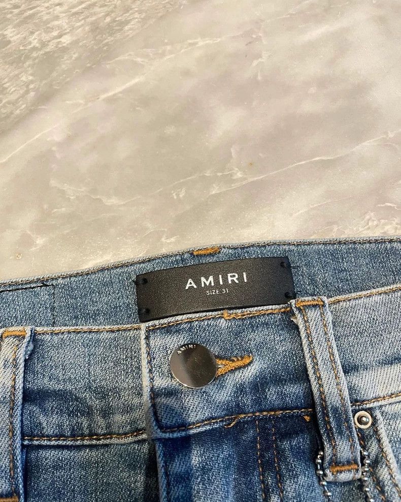 Amiri Amiri Blue watercolor rendering patchwork Thrash MX1 jeans Size US 31 - 2 Thumbnail