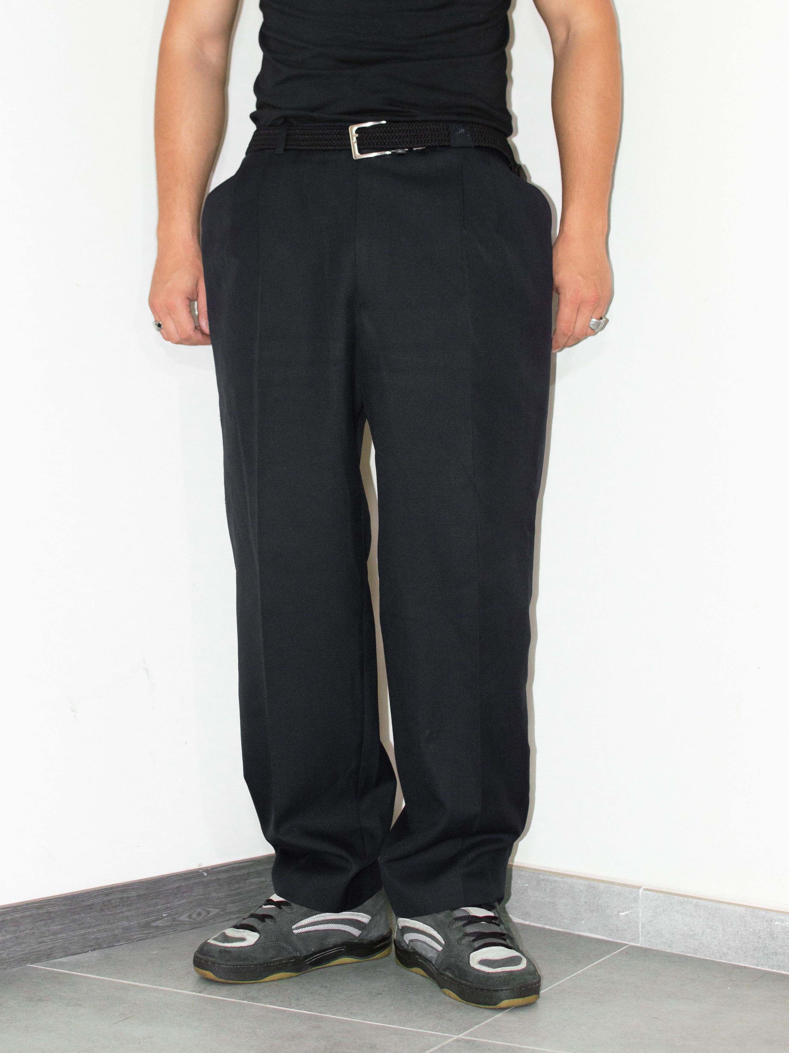 Vintage 90s Vintage Black Tapered Flowy Relaxed Fit Chino Trousers Size US 35 - 2 Thumbnail