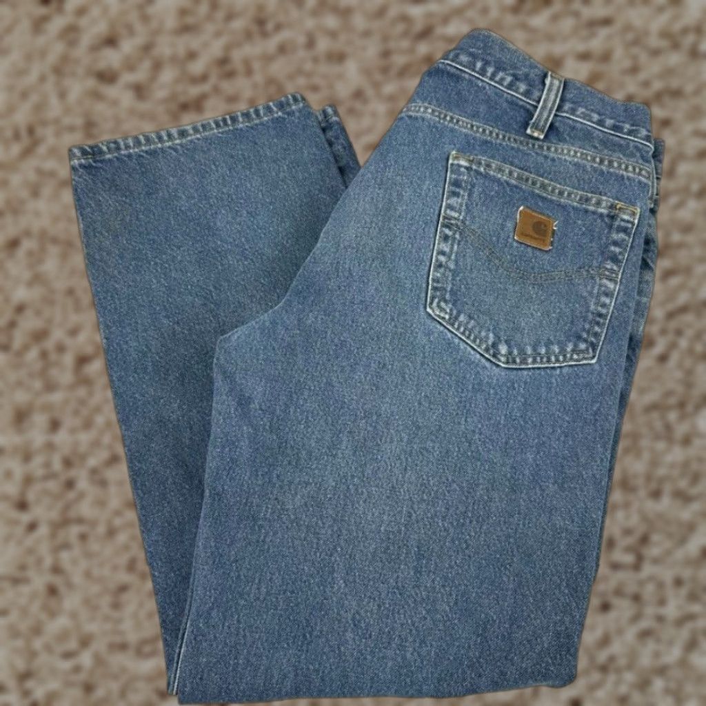 Carhartt Carhartt Jeans 38x30 Relaxed Fit Blue Denim 5-Pocket Straight Mens Workwear Size US 38 / EU 54 - 1 Thumbnail