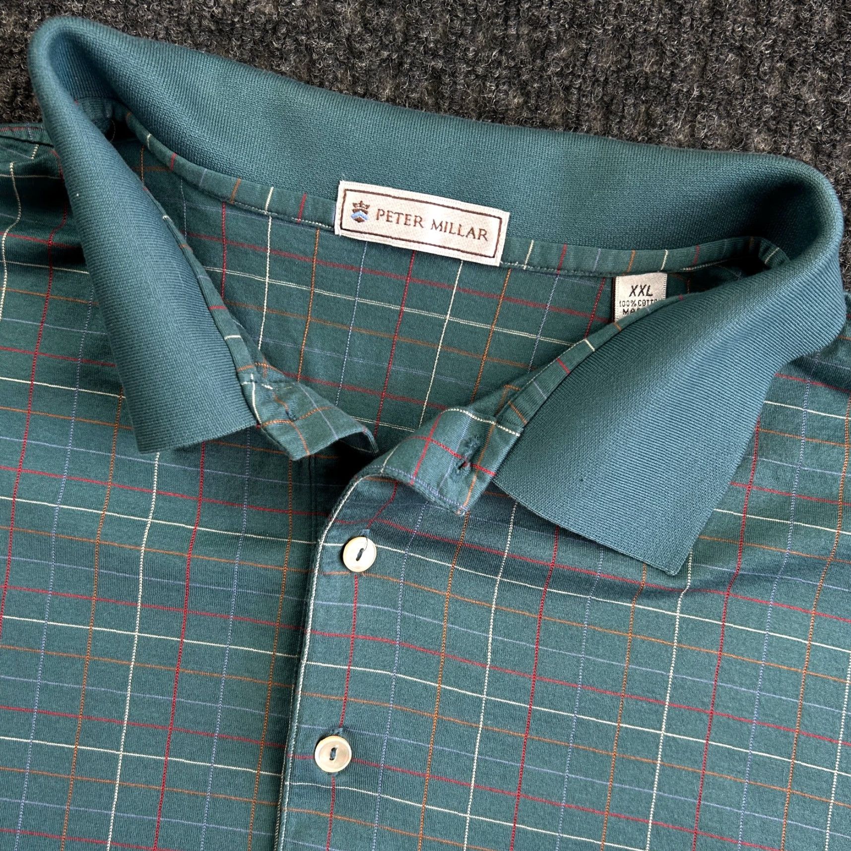 Peter Millar VINTAGE Peter Millar Plaid Polo Shirt Short Sleeve 2XL Green Mens Polo Golf Casual Preppy Classic Size US XXL / EU 58 / 5 - 2 Thumbnail