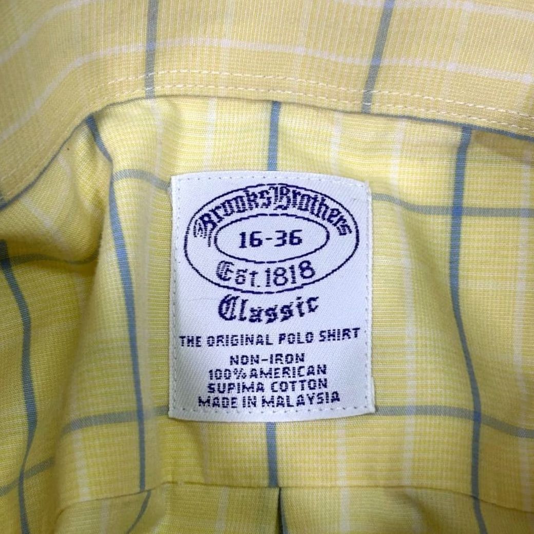 Brooks Brothers Brooks Brothers Shirt Mens 16 Yellow Classic Windowpane Check Button Down Dress Size 42R - 6 Thumbnail