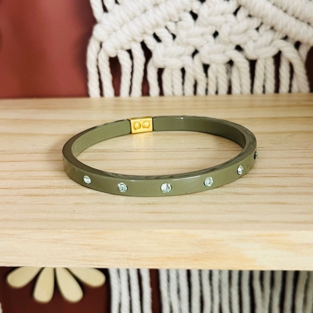 J.Crew J Crew Rhinestone Studded Bangle Bracelet Green Size ONE SIZE - 6 Thumbnail