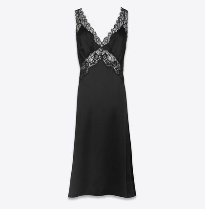 Saint Laurent Paris slip dress in silk satin crepe Size XL / US 12-14 / IT 48-50 - 1 Thumbnail