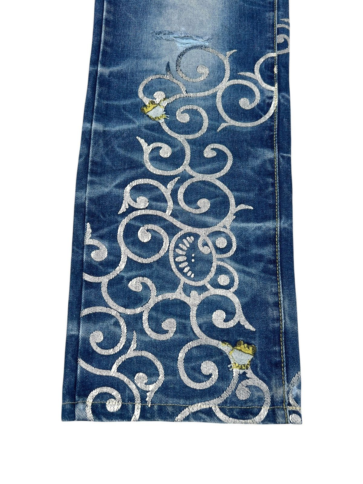 Vintage Dirty Mud SANMARUICHI Distress Frog Embroidery Denim Jeans Size US 30 / EU 46 - 10 Thumbnail