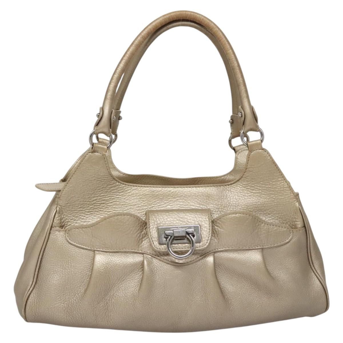 Salvatore Ferragamo Gancini Gold Leather Tote Bag (Pre-Owned) Size ONE SIZE - 1 Thumbnail