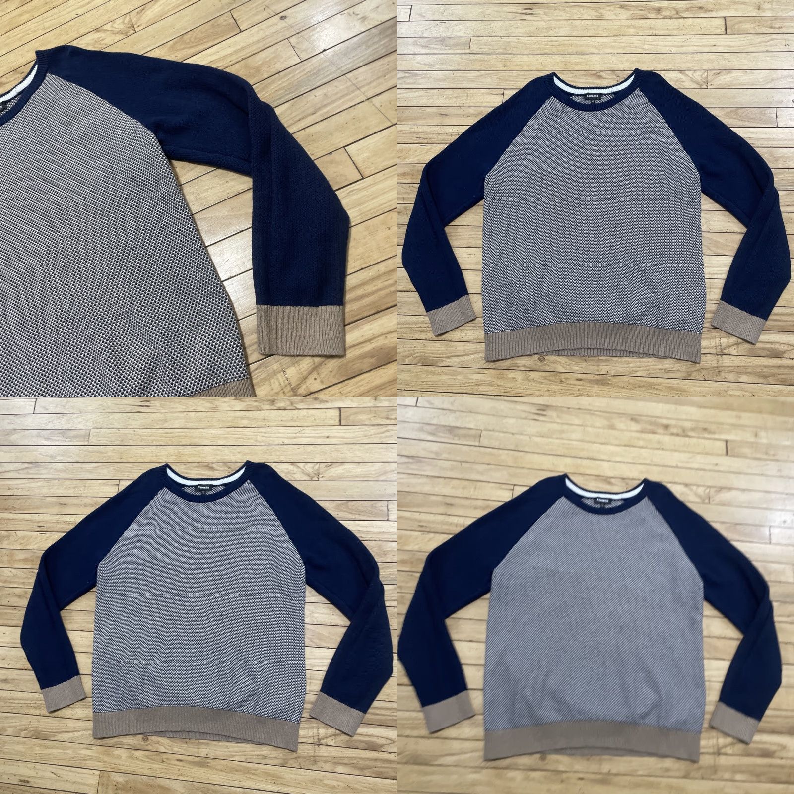 Express VINTAGE Express Knit Statement Sweater Men 2XL Texture Old Money Yacht Preppy Cotton XXL Cream Tan Blue, 80s 90s Classic, Wool? Wait - hold on. Size US XXL / EU 58 / 5 - 10 Thumbnail