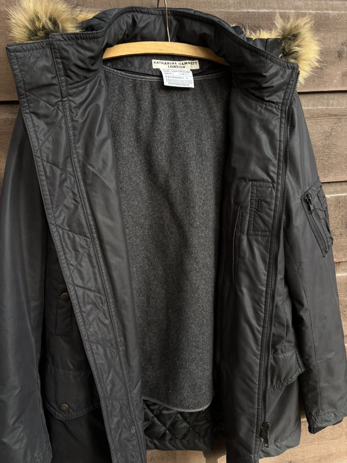 Katharine Hamnett London Katherine Hamnett black parka with fawx fur hood Size L / US 10 / IT 46 - 7 Thumbnail