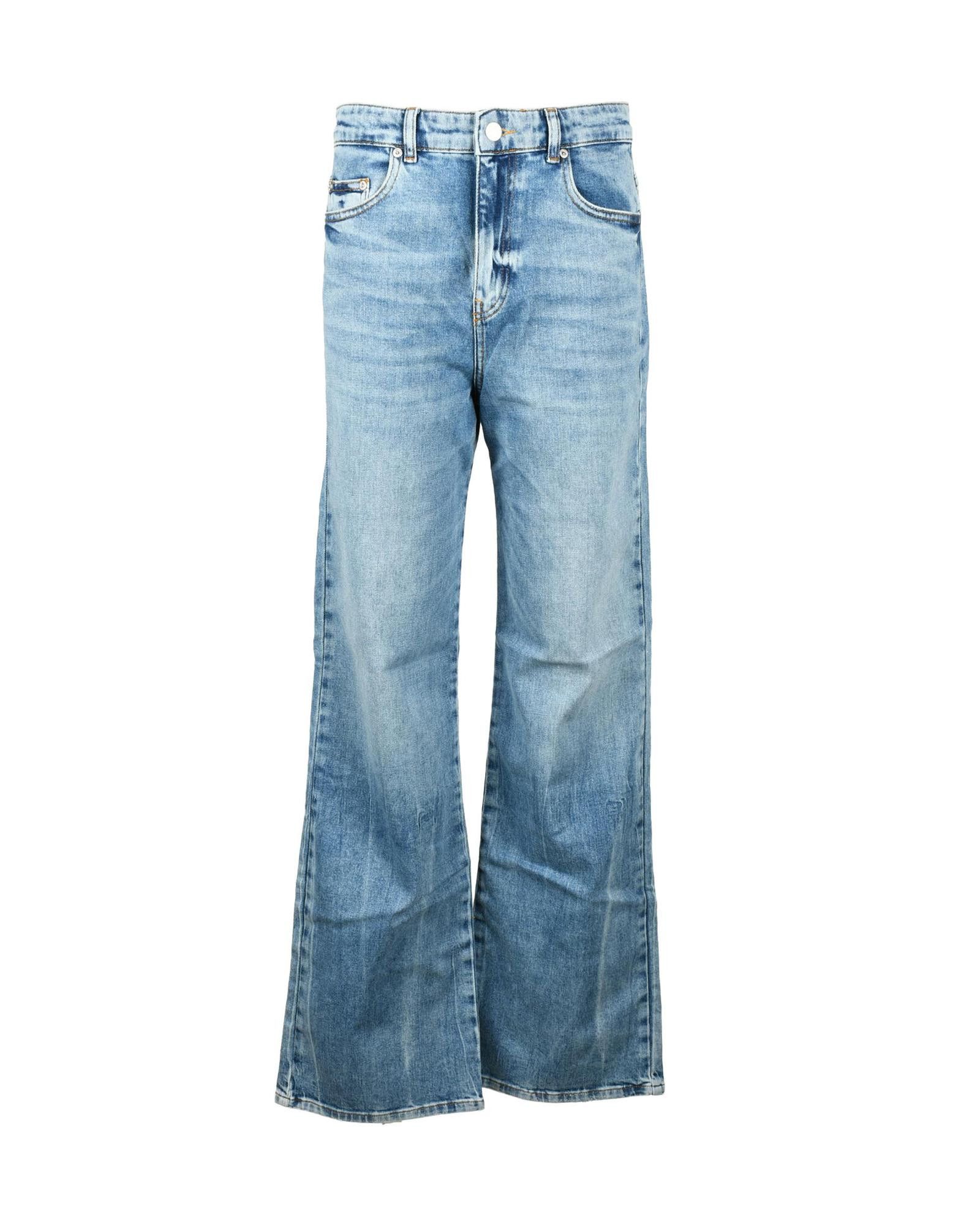 image of Chiara Ferragni Worn Out Effect Jeans With Zip And Button Fastening in Blue, Women's (Size 26)