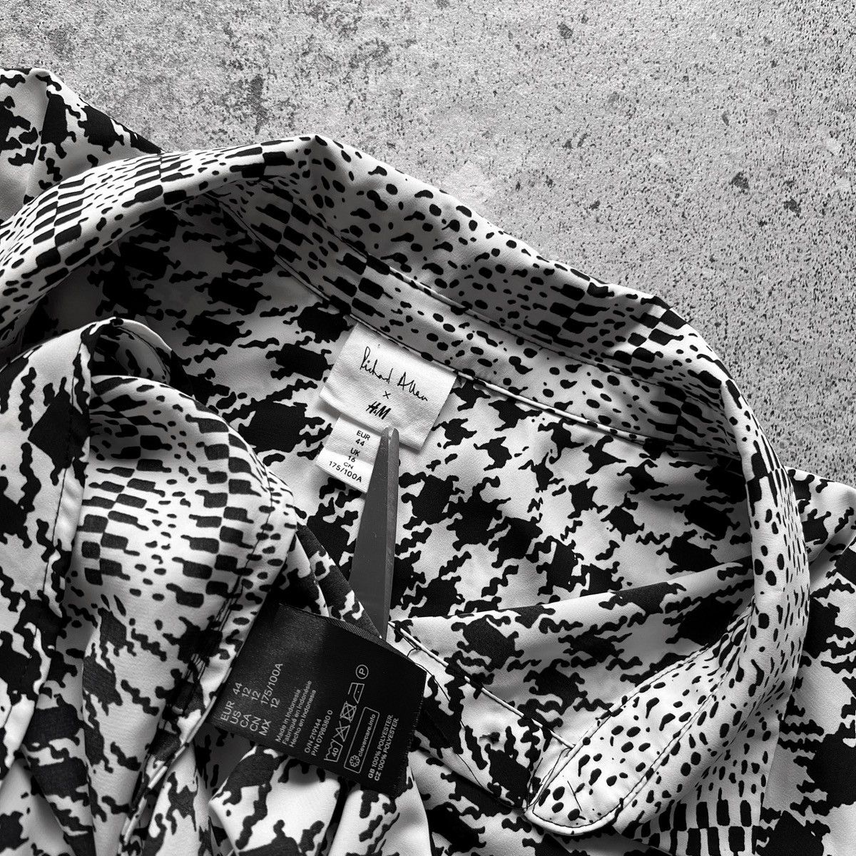 Designer × H&M H&M Richard Allan Black White Geometric Button Shirt Blouse Size XL / US 12-14 / IT 48-50 - 5 Thumbnail
