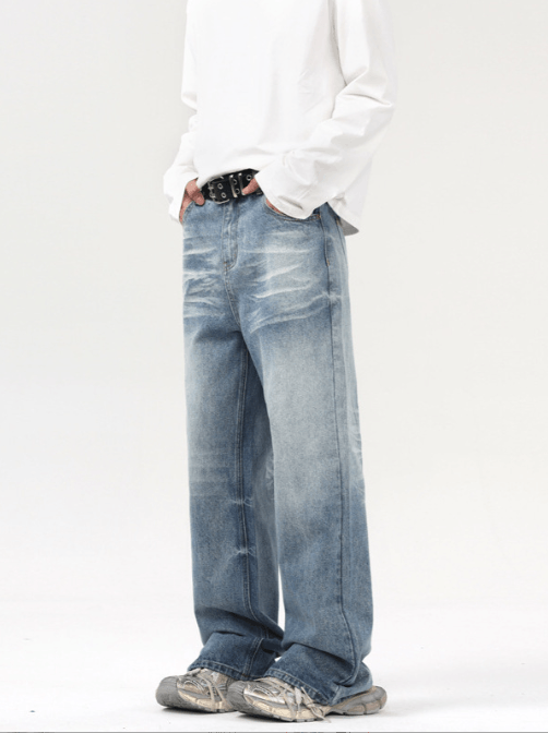 Japanese Brand Vintage washed wide-leg blue trendy loose bootcut jeans Size US 32 / EU 48 - 2 Thumbnail