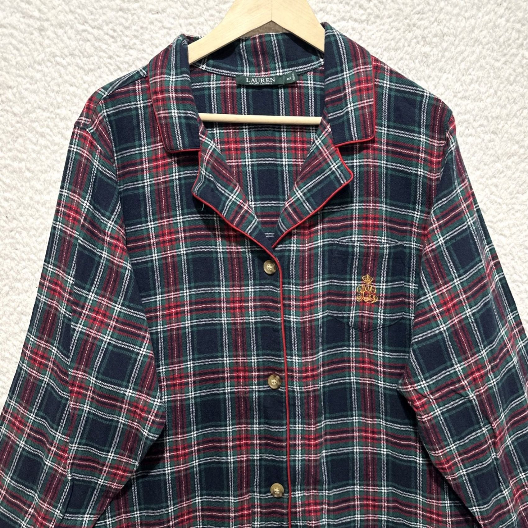 Ralph Lauren Lauren Ralph Lauren Women's Pajama Long Sleeve Shirt 2X Flannel Plaid NWT Size XXL / US 16-18 / IT 52-54 - 5 Thumbnail