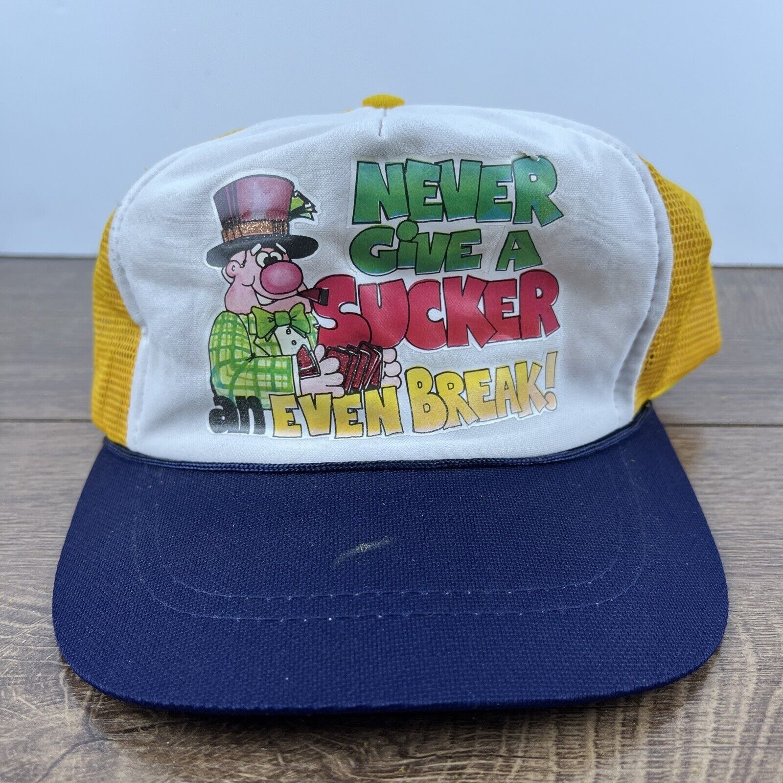 Other Never Give a Sucker an Even Break Yellow Hat Adjustable Adul Size ONE SIZE - 2 Thumbnail