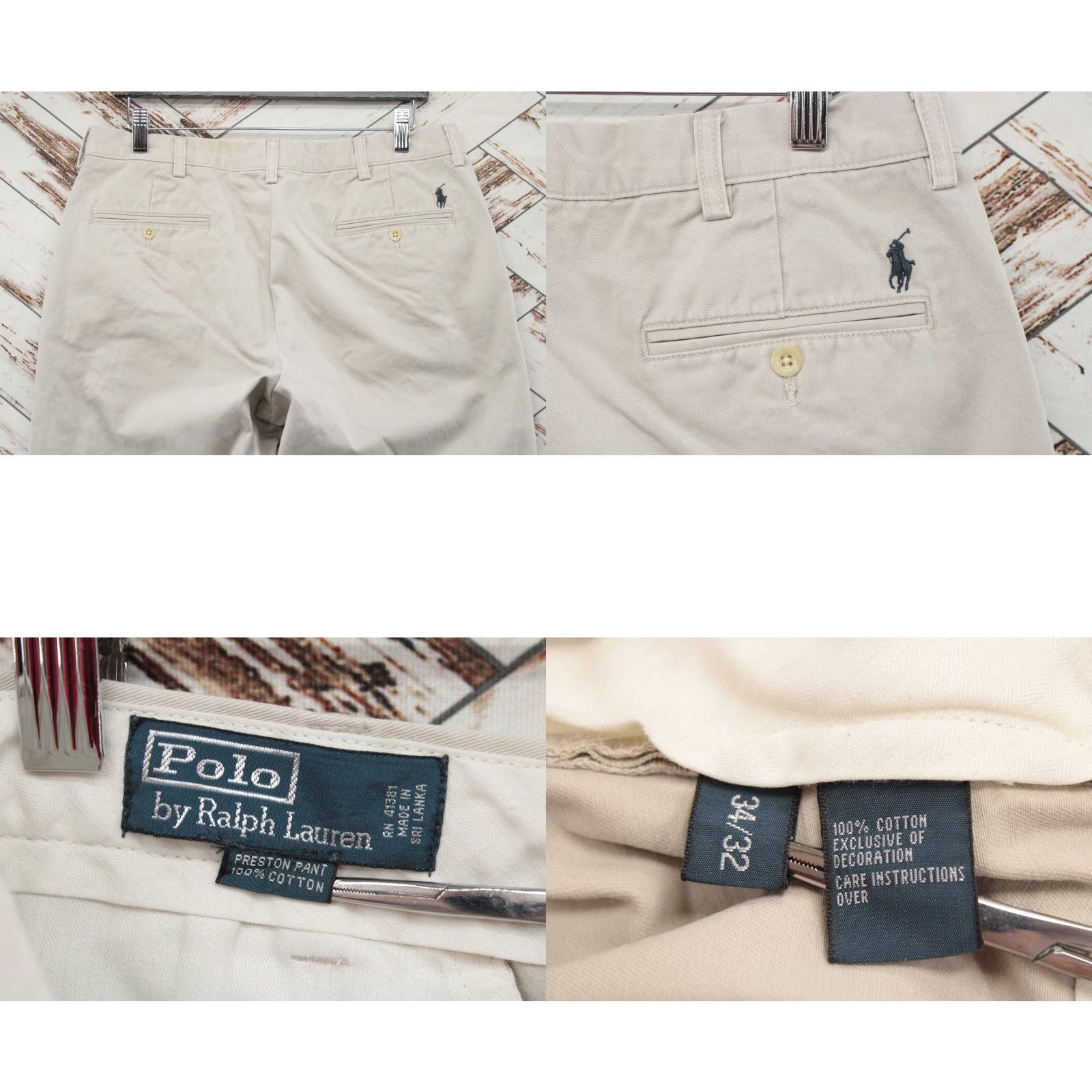 Polo Ralph Lauren VTG Polo Ralph Lauren Preston Chino Pants Men 34x31 Beige Straight Pony Casual Size US S / EU 44-46 / 1 - 8 Thumbnail