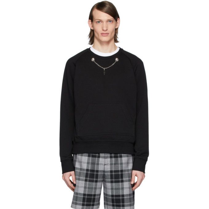 Neil Barrett Neil Barrett Black Thunderbolt Chain Sweatshirt Size US L / EU 52-54 / 3 - 1 Thumbnail