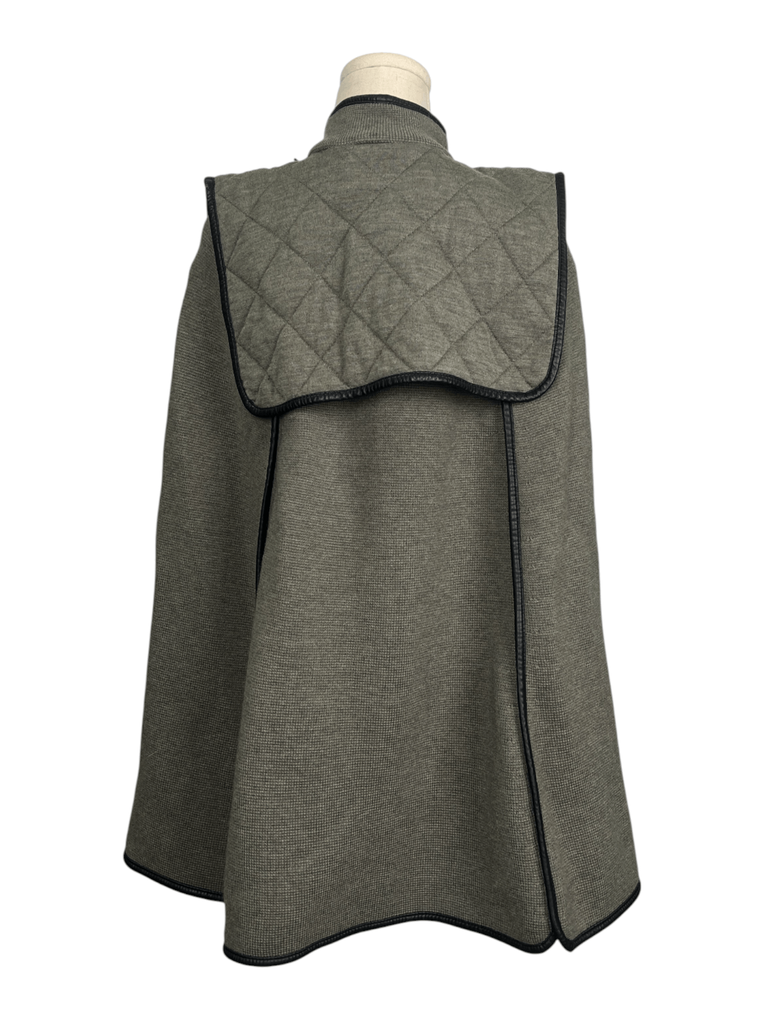3.1 Phillip Lim 3.1 Philip Lim Olive Green Wool Cape With Black Leather Trim Size XS / US 0-2 / IT 36-38 - 2 Thumbnail