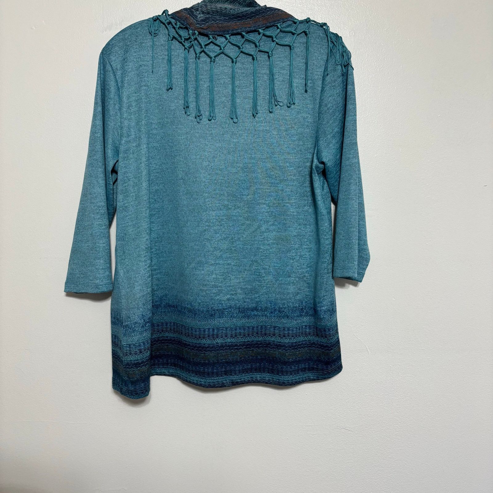 Other One World Blue Knit Top with Scarf Size PM Size M / US 6-8 / IT 42-44 - 2 Thumbnail