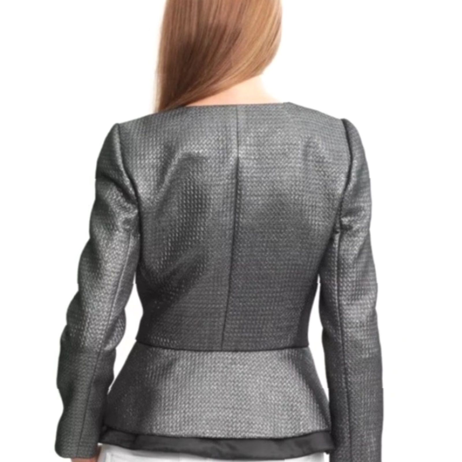 Banana Republic NWT Banana Republic Monogram Metallic Peplum Jacket Office Gray 50 Size M / US 6-8 / IT 42-44 - 2 Thumbnail