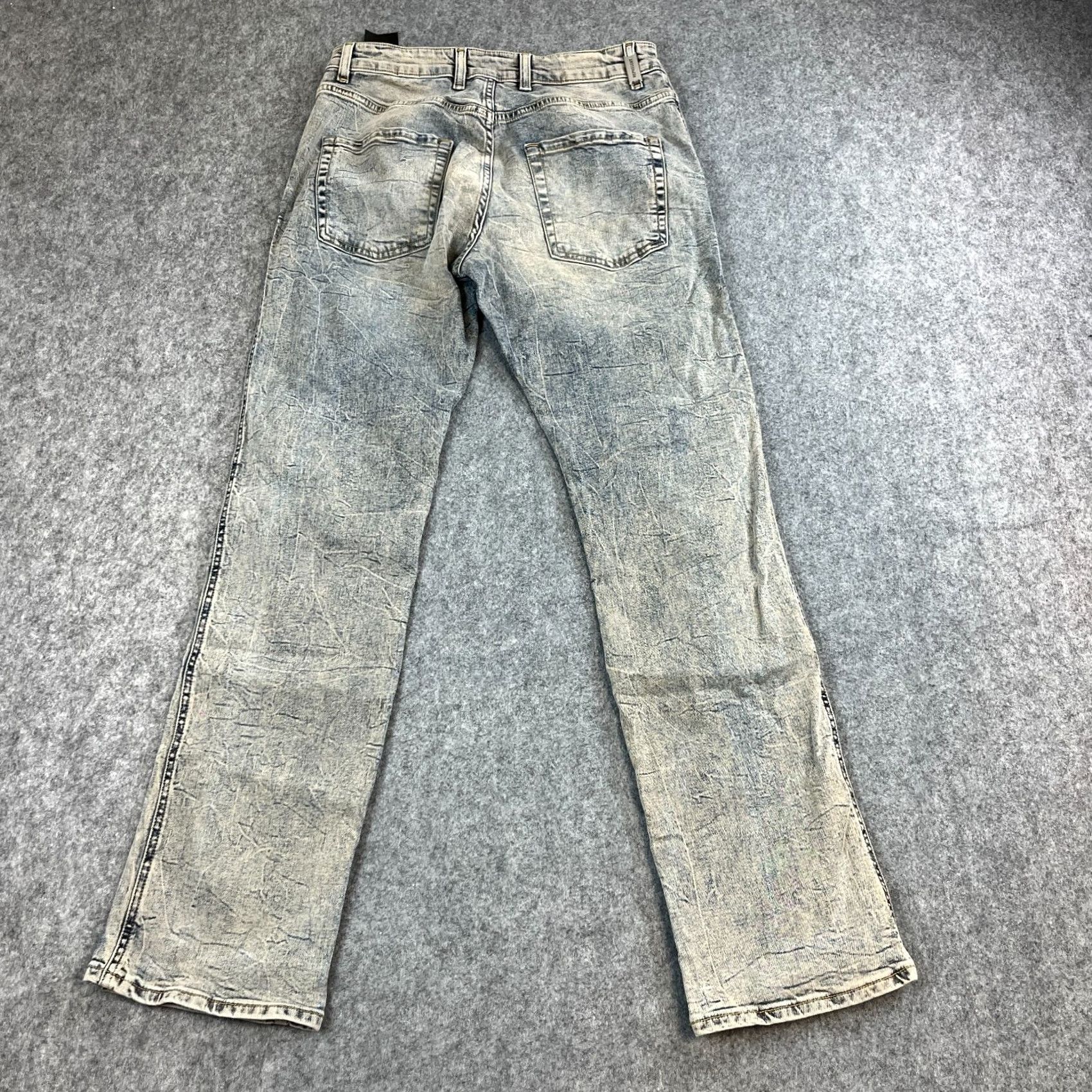 Vintage Represent Mens Jeans Regular Straight 30 32 Acid Wash Blue Crows Feet Stretch Denim 5-Pocket Mens Jeans Regular Blue 90s? Size US 30 / EU 46 - 2 Thumbnail