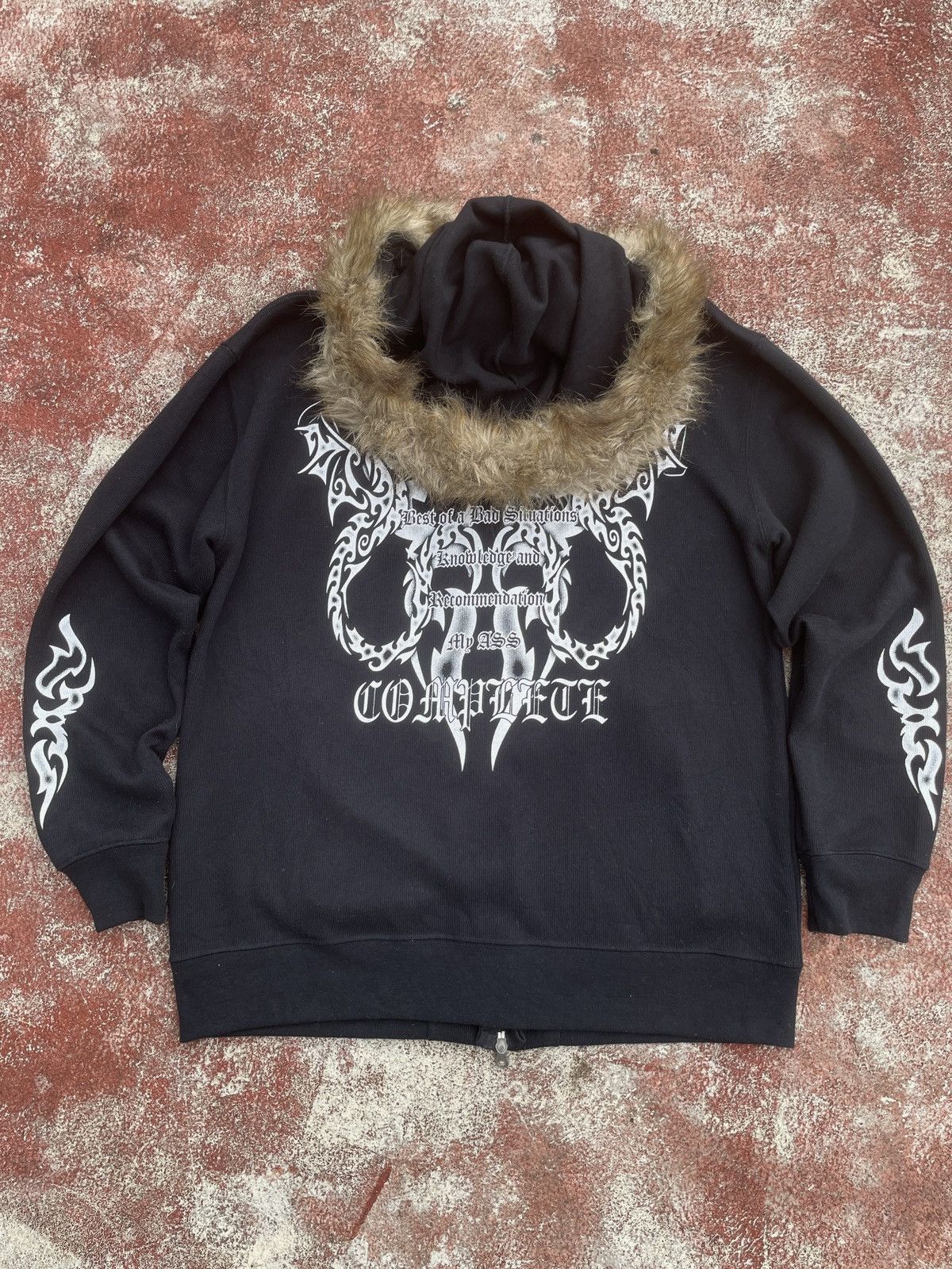 Japanese Brand 2000s Japanese arcive Fur Hoodie Karma Black Triball Gothic Size US L / EU 52-54 / 3 - 2 Thumbnail