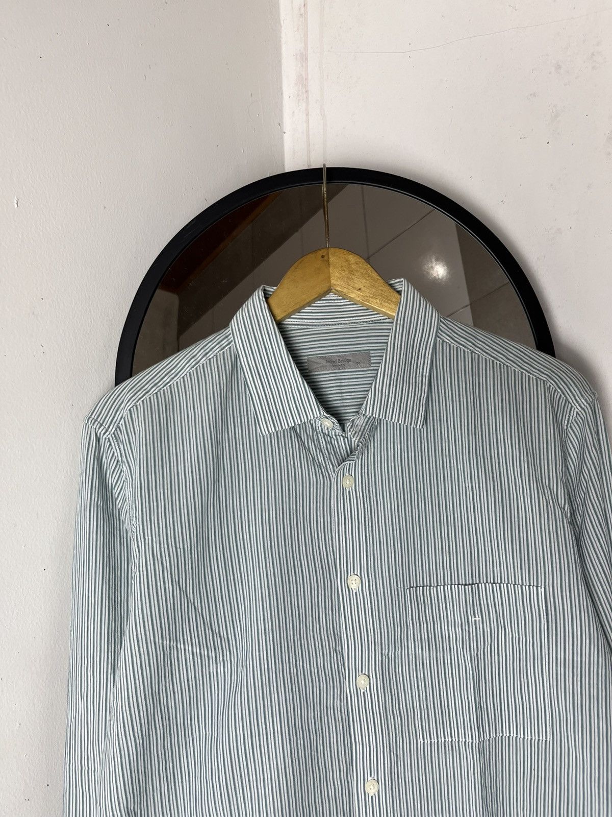 Japanese Brand Mindbridge striped button ups shirt /balenciaga/prada/issey Size US M / EU 48-50 / 2 - 3 Thumbnail