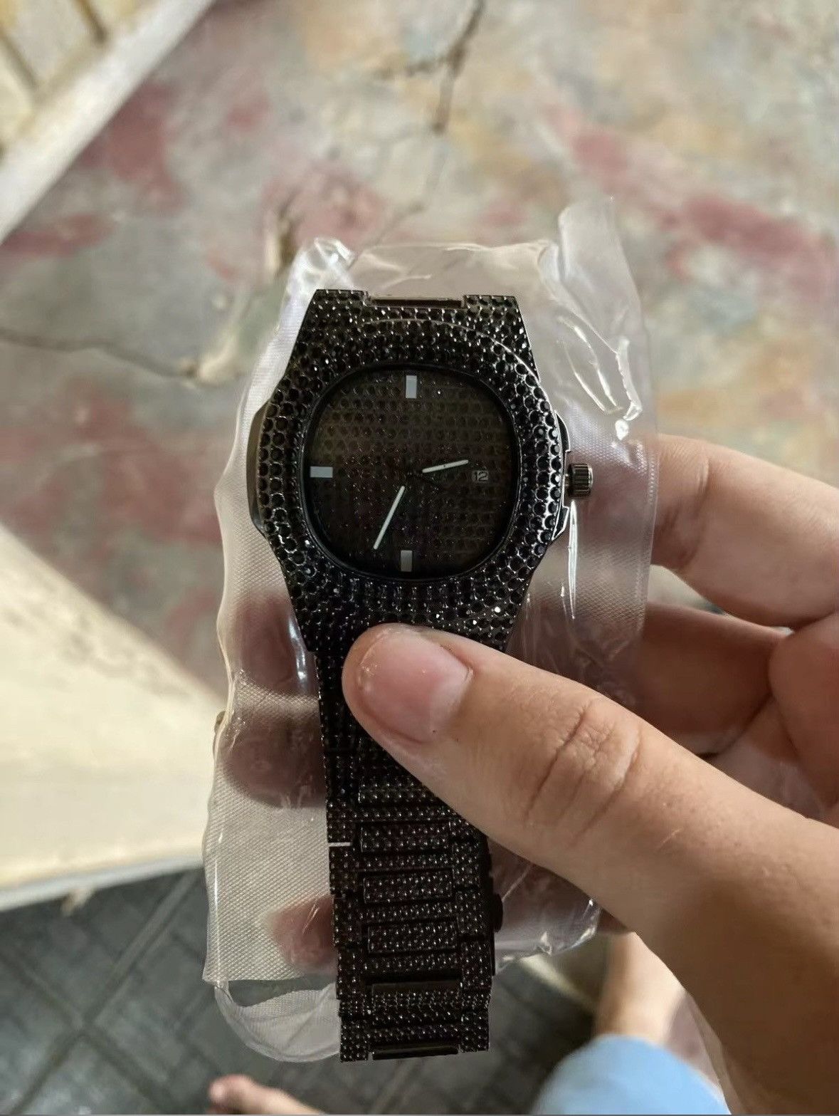 Jewelry Full Diamond Black Steel Band Quartz Watch Size ONE SIZE - 4 Thumbnail
