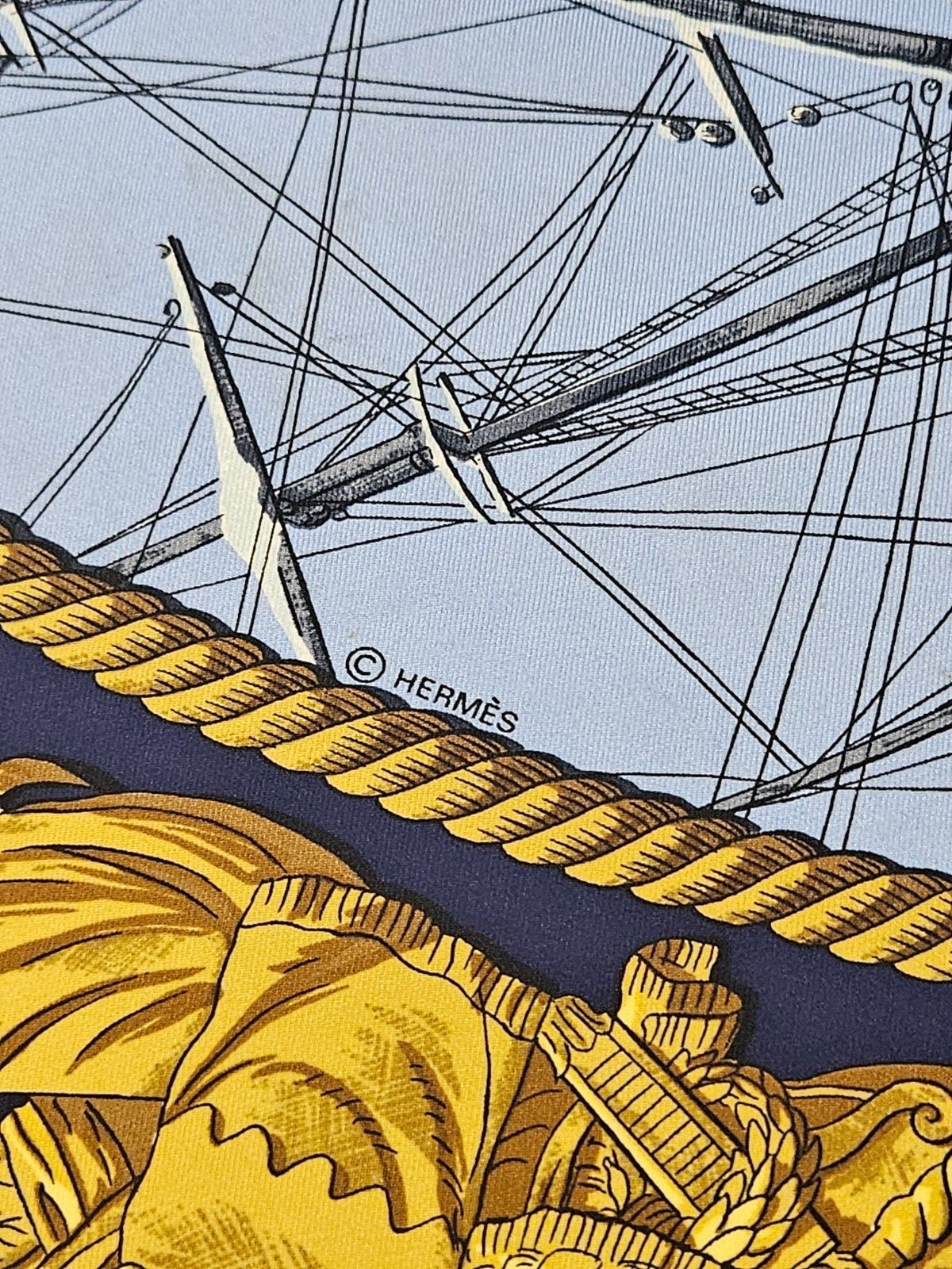 Hermes Hermes Marine et Cavalerie Silk Scarf Size ONE SIZE - 11 Thumbnail