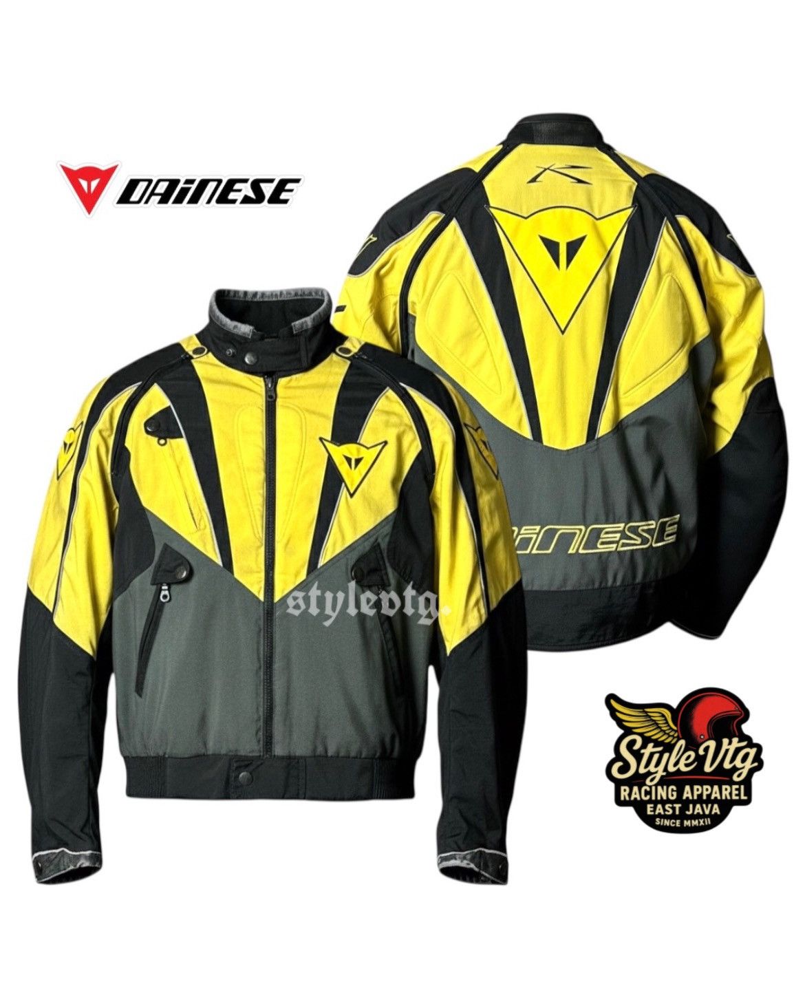 Dainese Dainese italy 90s Vintage Racing Jacket vale yellow 46 rossi Size US M / EU 48-50 / 2 - 1 Thumbnail