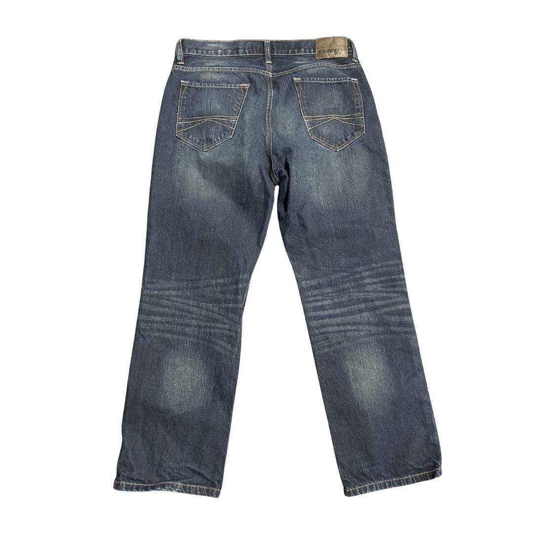Express Blake Loose Fit Straight Leg Dark Wash Denim Jeans SZ 34X30 Size US 34 / EU 50 - 2 Thumbnail