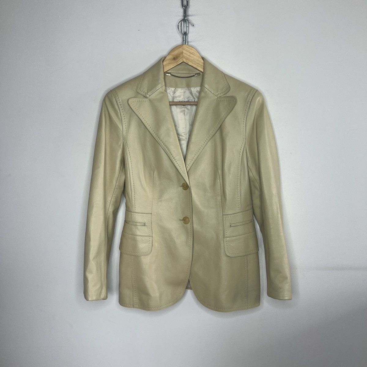 Escada Escada Nappa Leather Jacket Blazer Beige Luxury Size M / US 6-8 / IT 42-44 - 1 Thumbnail