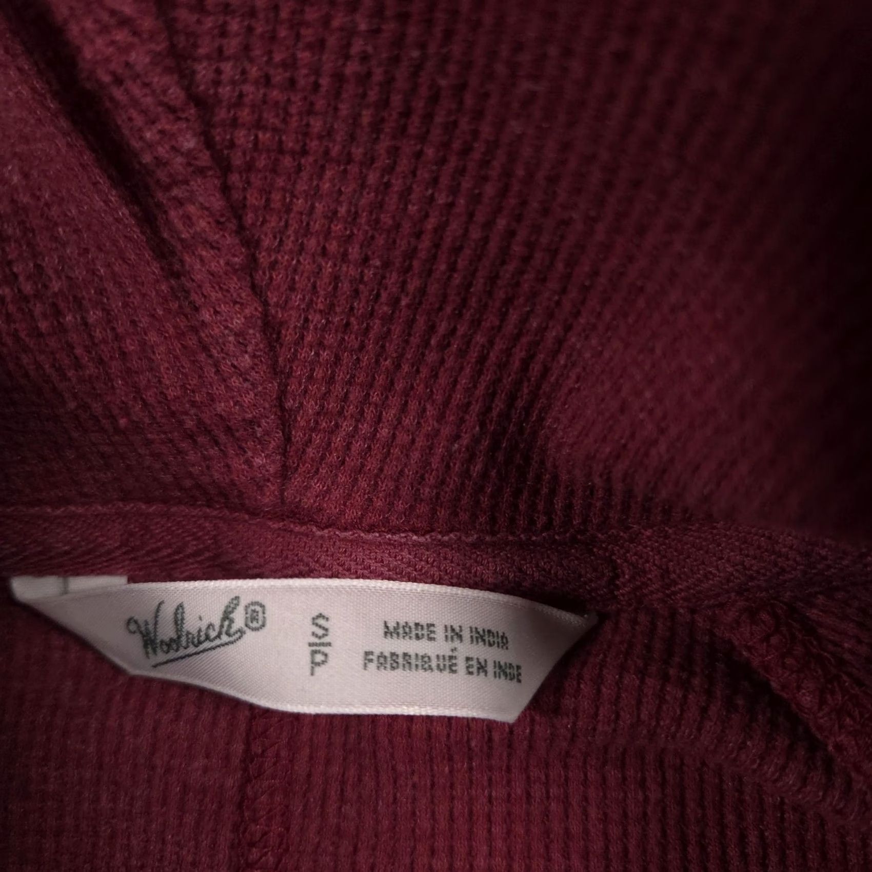Vintage Woolrich Womens Small Burgundy Cowl Neck Thermal Waffle Knit Long Sleeve Shirt - Raglan, Cotton Blend, Stretch, Base Layer Size S / US 4 / IT 40 - 7 Thumbnail