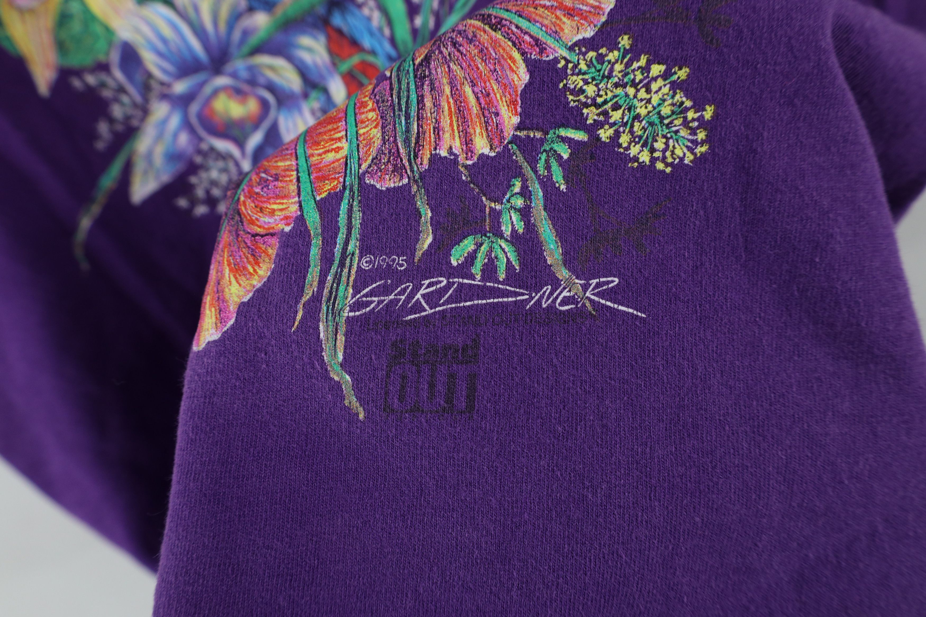 Vintage Vintage 90s Streetwear Parrot Bird Flower T-Shirt Purple USA Size L / US 10 / IT 46 - 7 Thumbnail