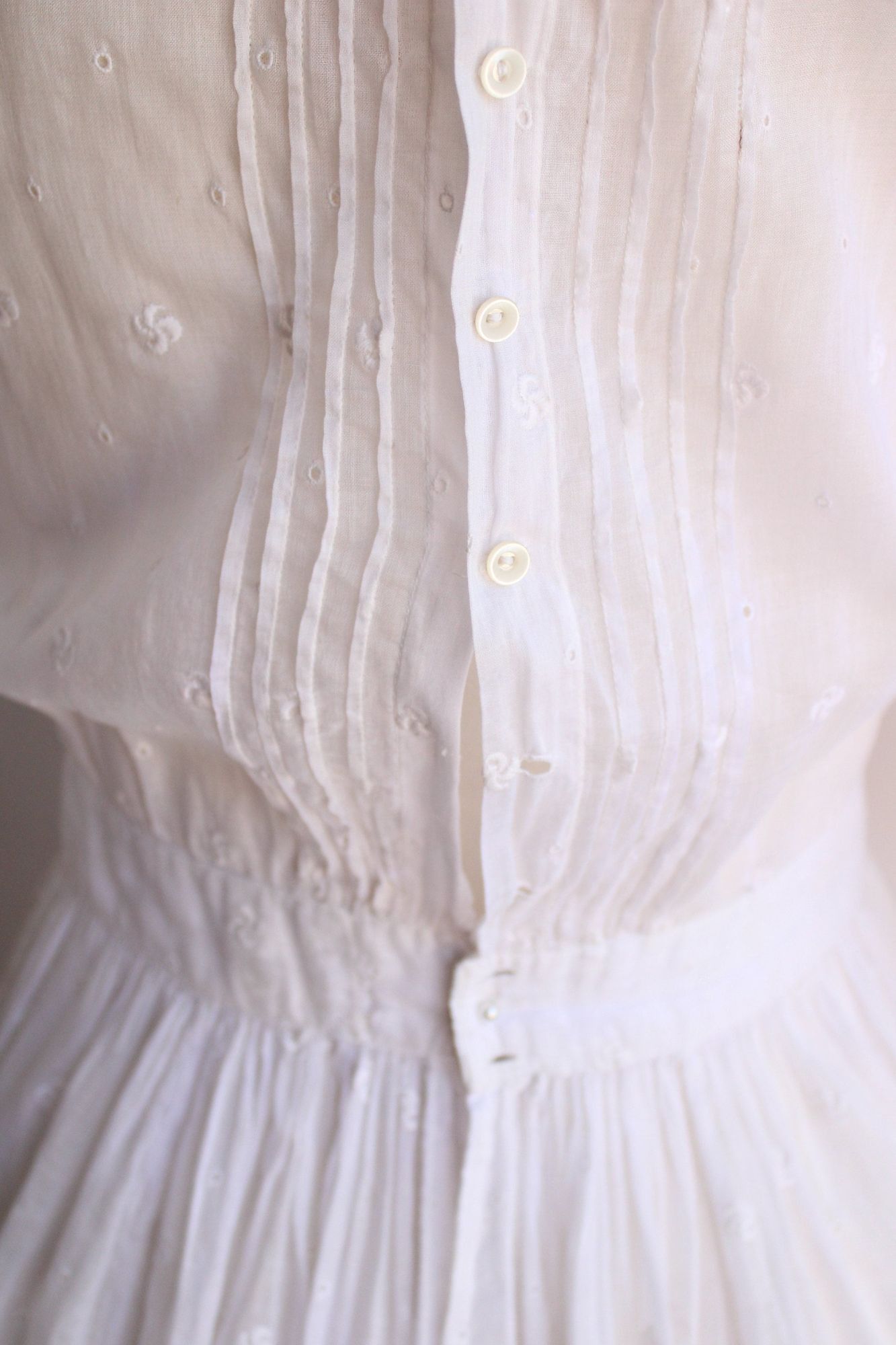 Vintage Vintage Antique 1900s 1910s Dress, Edwardian White Cotton An Size XS / US 0-2 / IT 36-38 - 8 Thumbnail