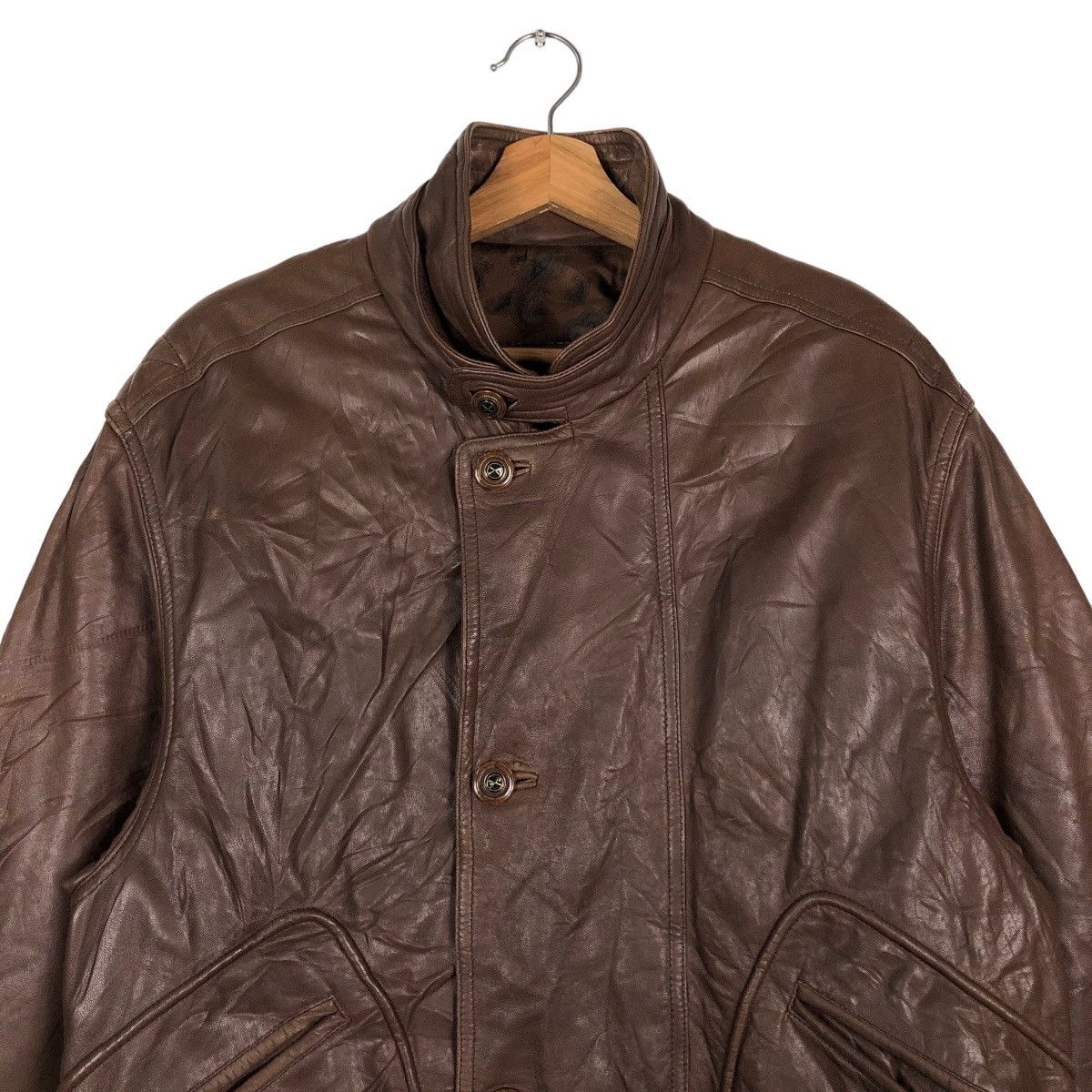 Japanese Brand 🔥Vtg Biker Leather Jacket Moare Japan Issey Miyake Size US M / EU 48-50 / 2 - 3 Thumbnail