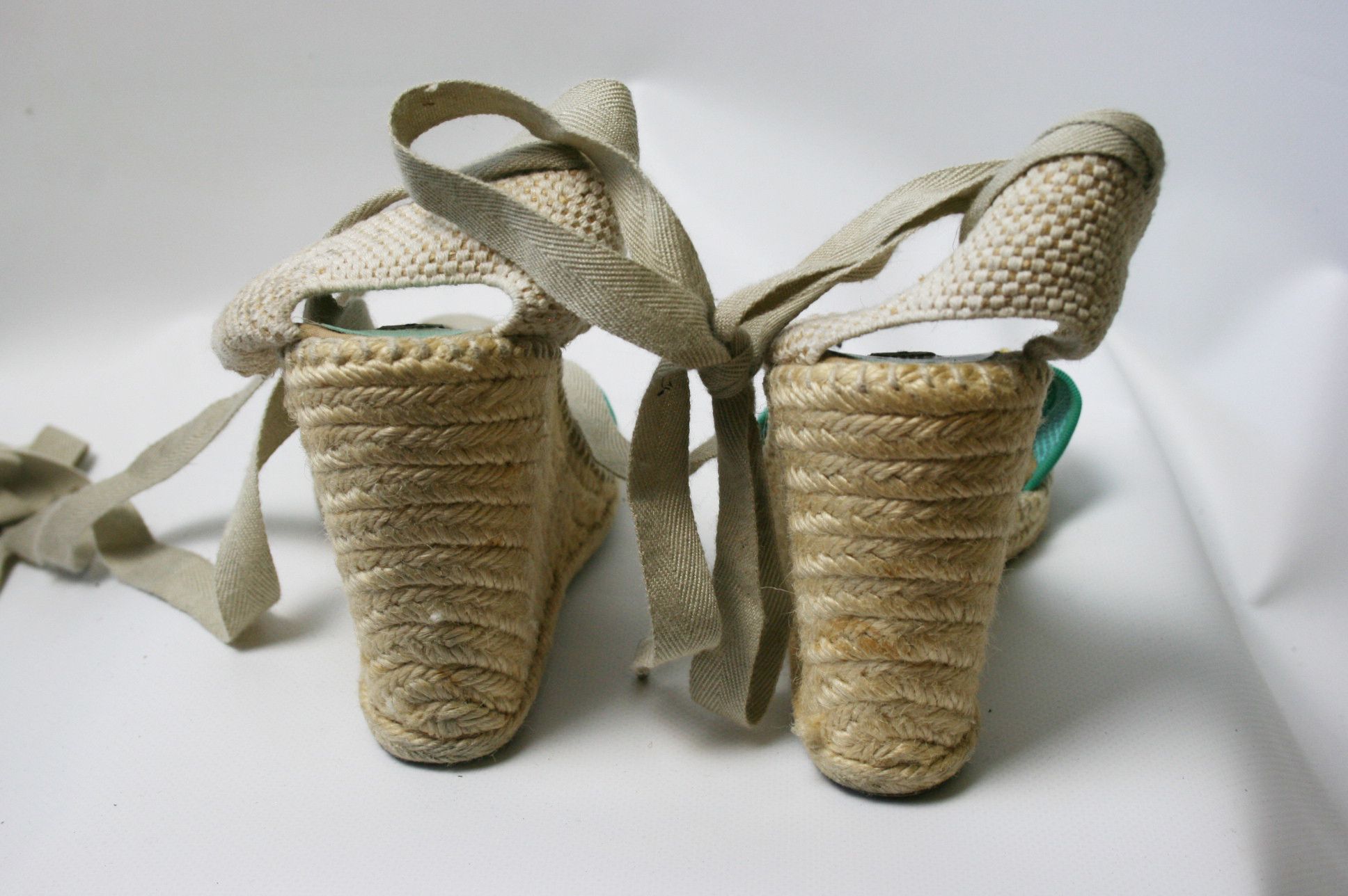 Marc Jacobs Canvas And Mesh Wedge Espadrilles Ankle Wrap Sandals Size US 8 / IT 38 - 5 Thumbnail