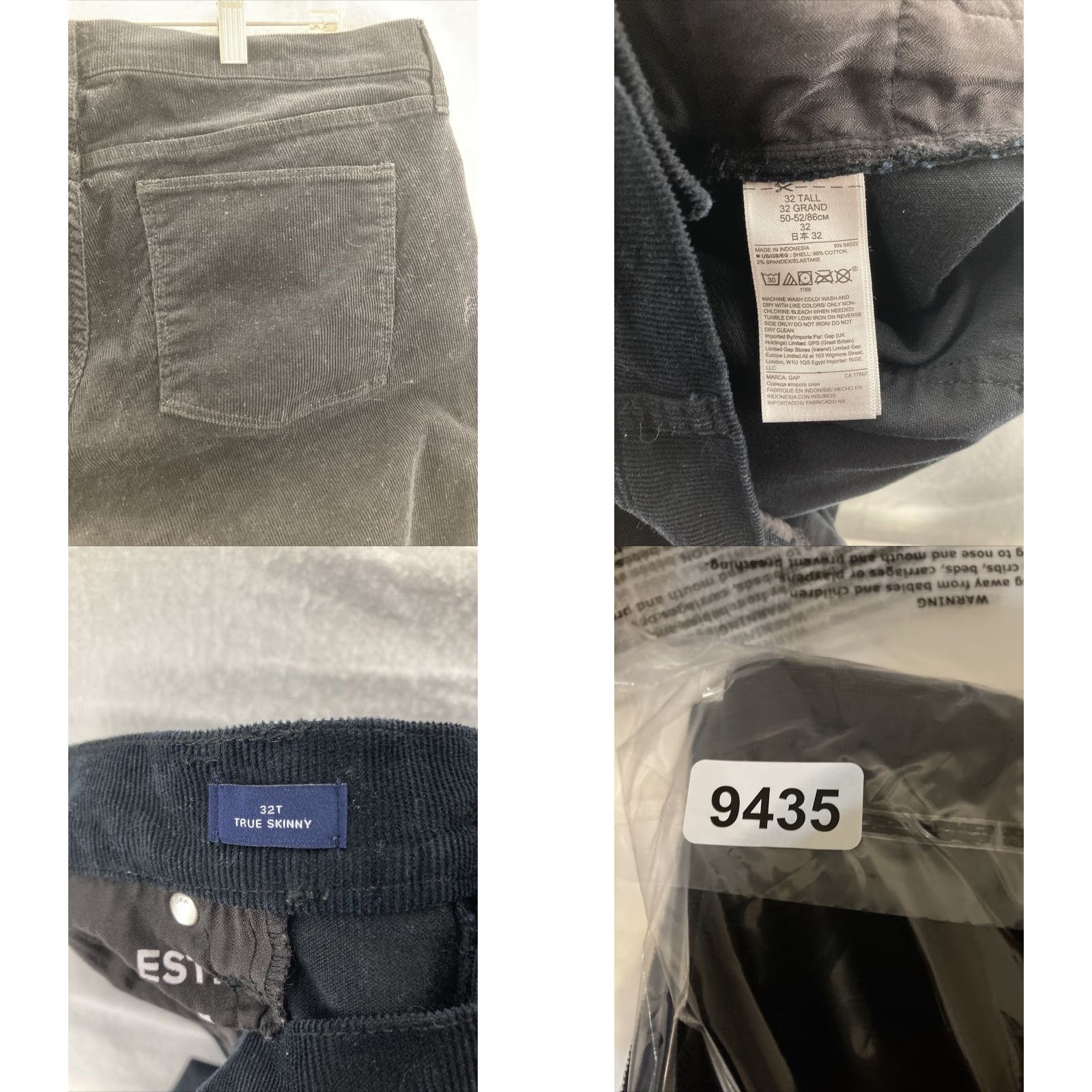 Gap Gap Corduroy Pants Womens 32T Black Stretch Slim Size 24" / US 00 / IT 34 - 8 Thumbnail