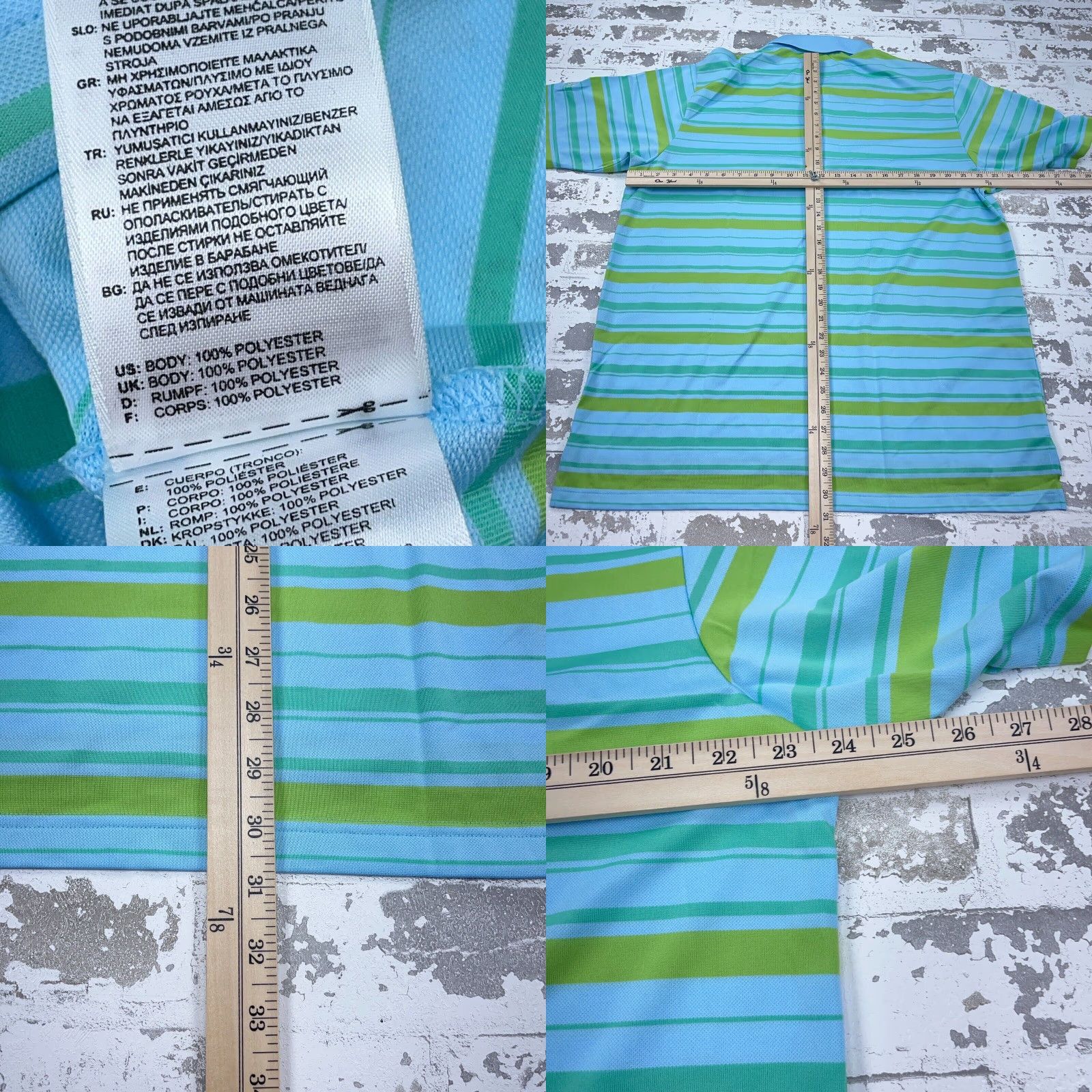 Adidas Adidas Polo Shirt Men Large Blue Green Striped Clima Lite Performance Golf Adult Size US L / EU 52-54 / 3 - 8 Thumbnail