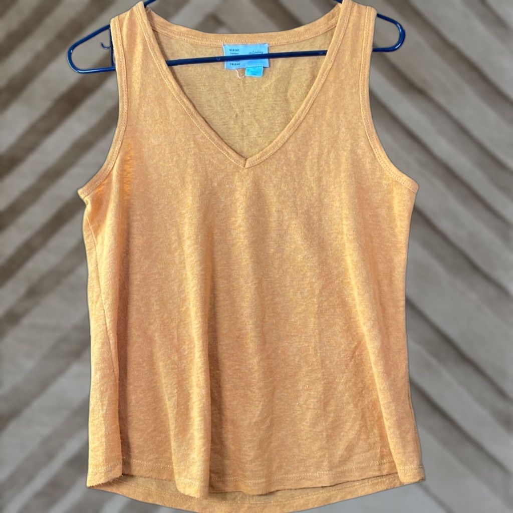 Anthropologie Saturday Sunday Blouse Mustard Yellow V-Neck Sleeveless Small Womens Shirt Size S / US 4 / IT 40 - 1 Thumbnail