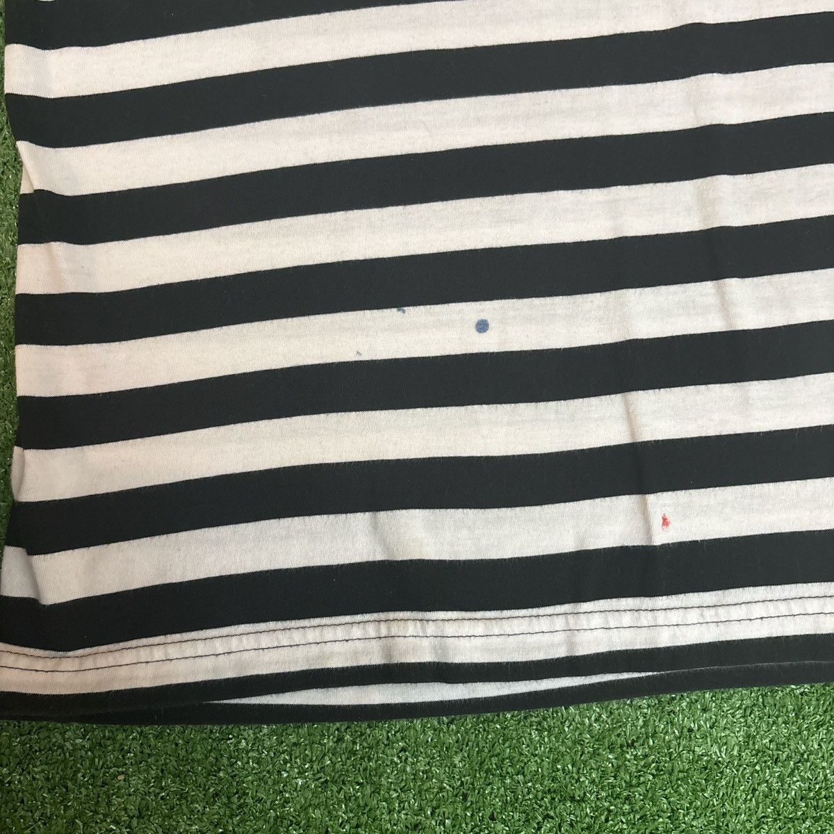 Divided Men’s Black/White Embroidered ‘Satisfied’ Striped Tee Size US L / EU 52-54 / 3 - 4 Thumbnail