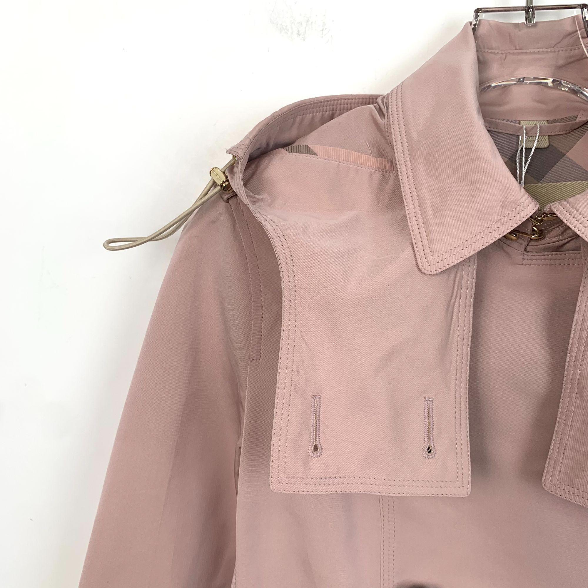 Burberry Burberry Brit Pink Hooded Double-Breasted Belted Short Trenc Size S / US 4 / IT 40 - 7 Thumbnail