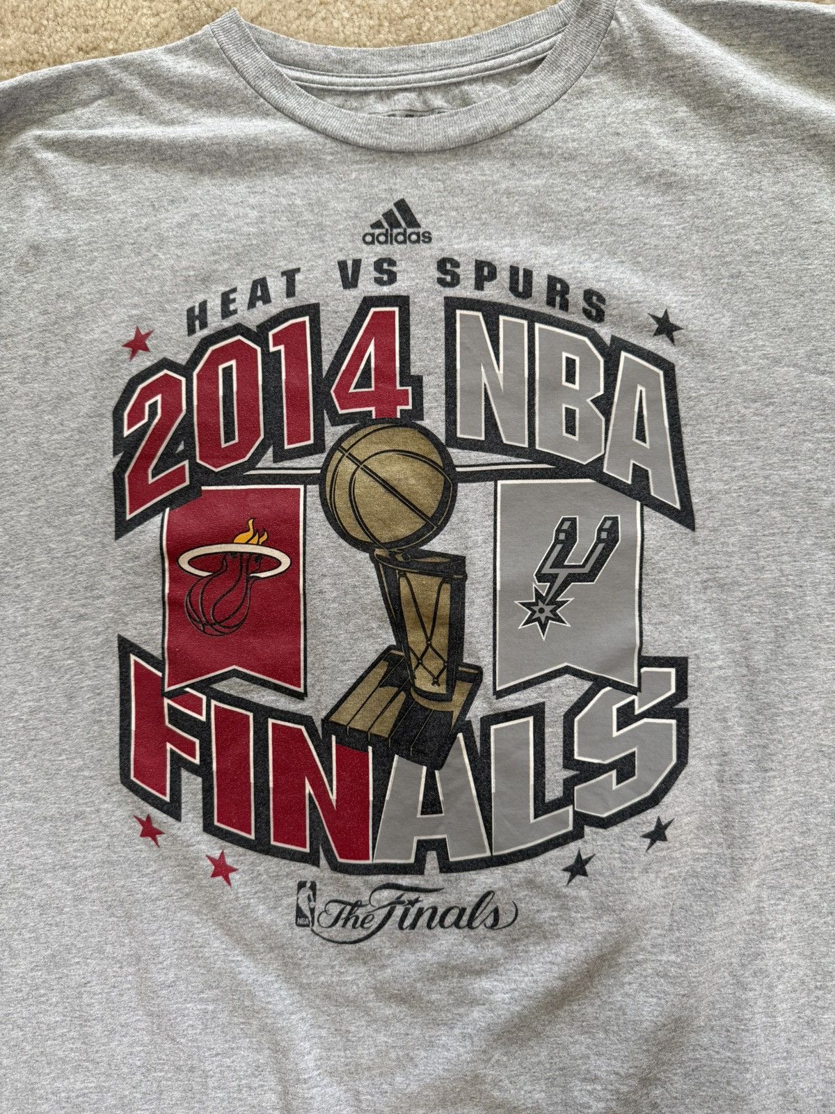 Adidas 2014 official NBA Finals tshirt Spurs Heat Lebron Wade Size US XXL / EU 58 / 5 - 2 Thumbnail