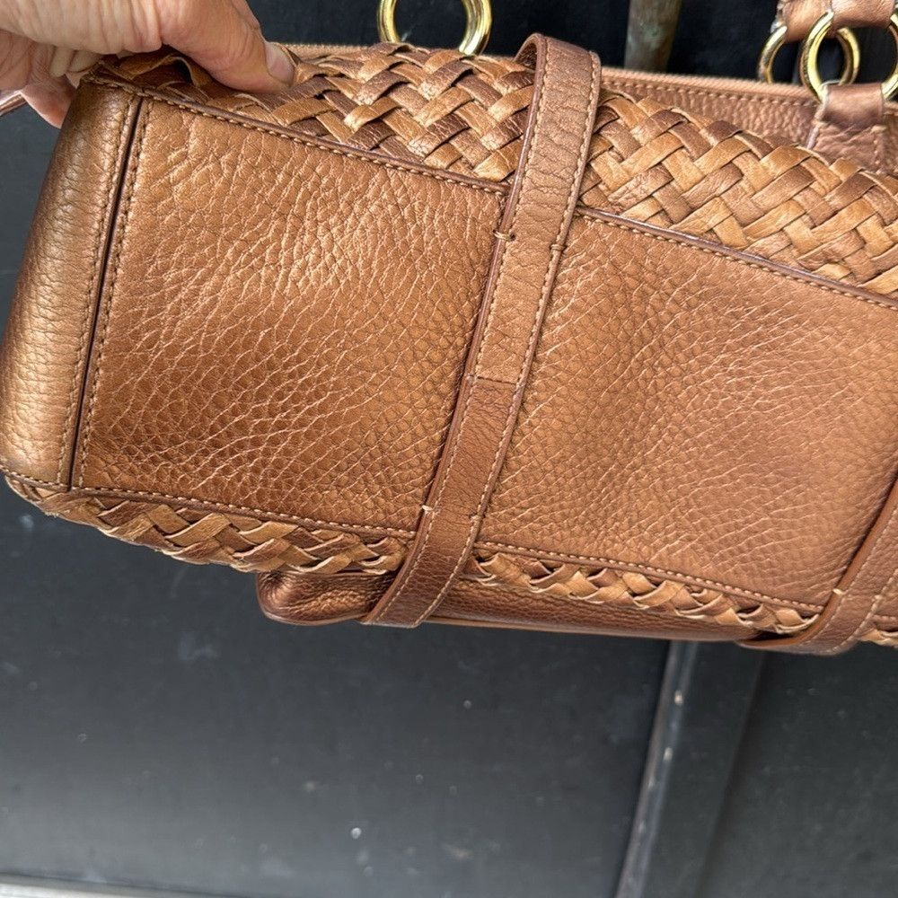 Cole Haan Cole Haan Village Weave leather shades of bronze large shou Size ONE SIZE - 7 Thumbnail