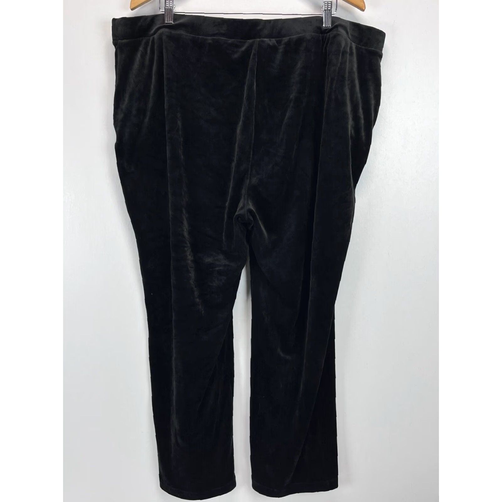 Vintage CHICO'S Black Velour Pants Plus Size 20/22 Casual Pull-On Elastic Waist with Pockets Women's Size 42" / US 20 - 3 Thumbnail