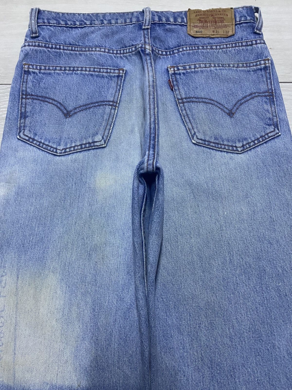 Levi's Vintage Levis 510 Light Wash Bleach Distressed Jeans Size US 30 / EU 46 - 4 Thumbnail
