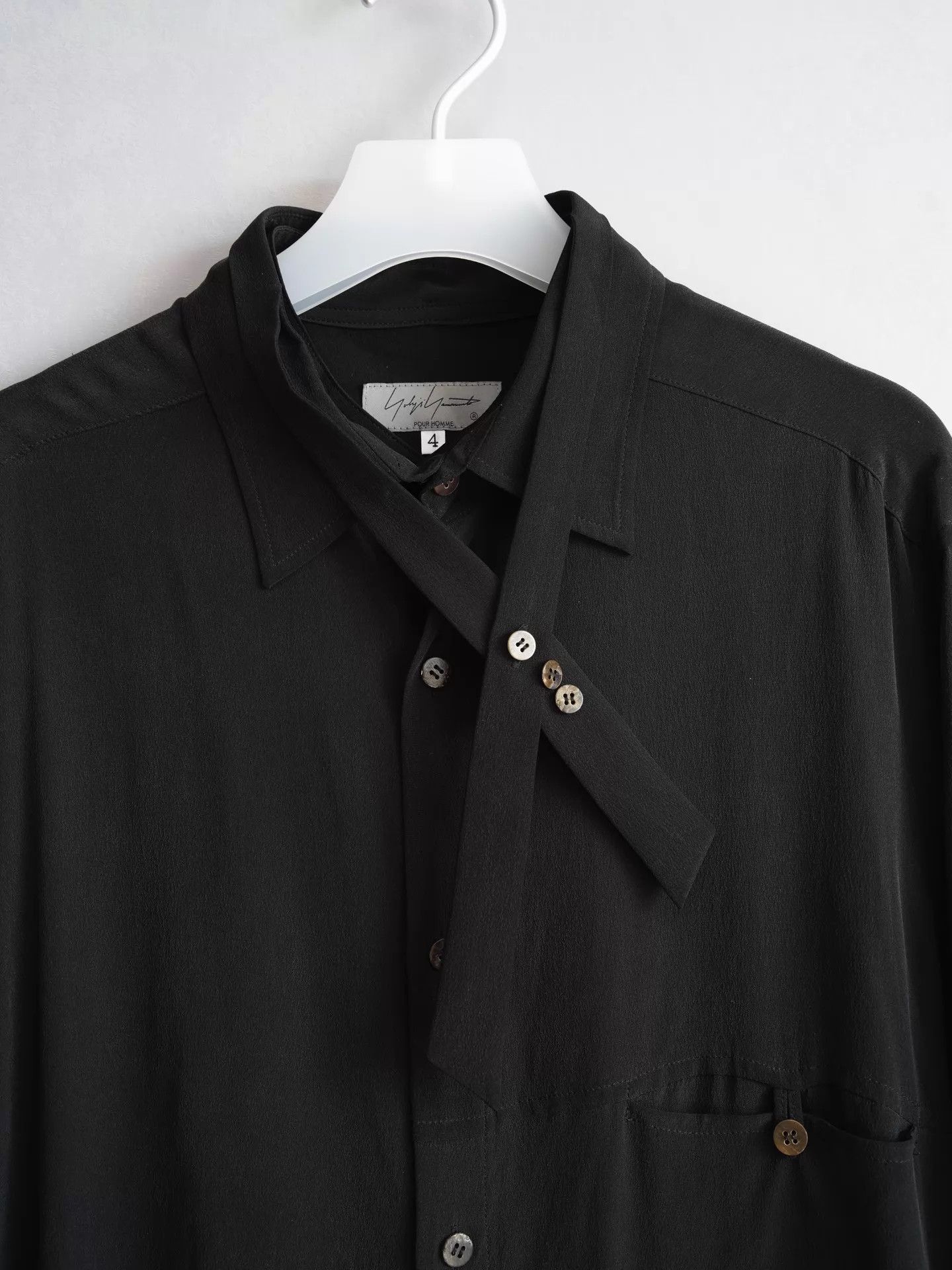 Yohji Yamamoto Yohji Yamamoto 24AW Double Collar Textured Silk Shirt Size US XL / EU 56 / 4 - 2 Thumbnail