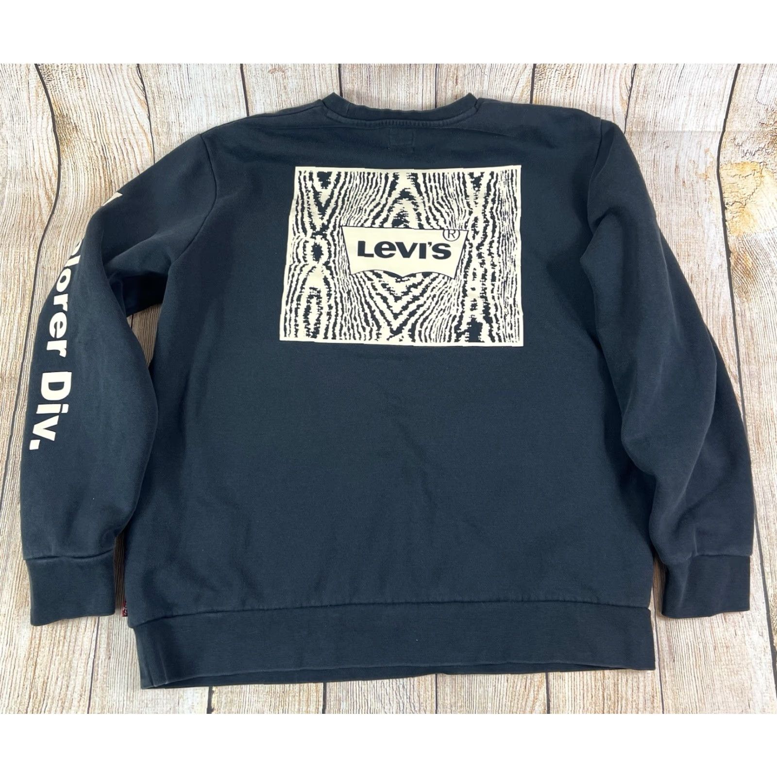 Levi's Levi’s Men’s Black Crewneck Woodgrain Graphic Sweatshirt L Classic Fit Pullover Size US L / EU 52-54 / 3 - 2 Thumbnail