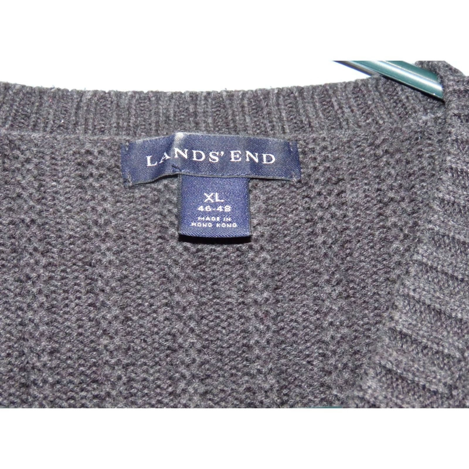 Lands' End Lands' End V-Neck Pullover Sweater Men XL Black Chunky Knit Knit Long Sleeve Casual 90s Retro Size US XL / EU 56 / 4 - 4 Thumbnail